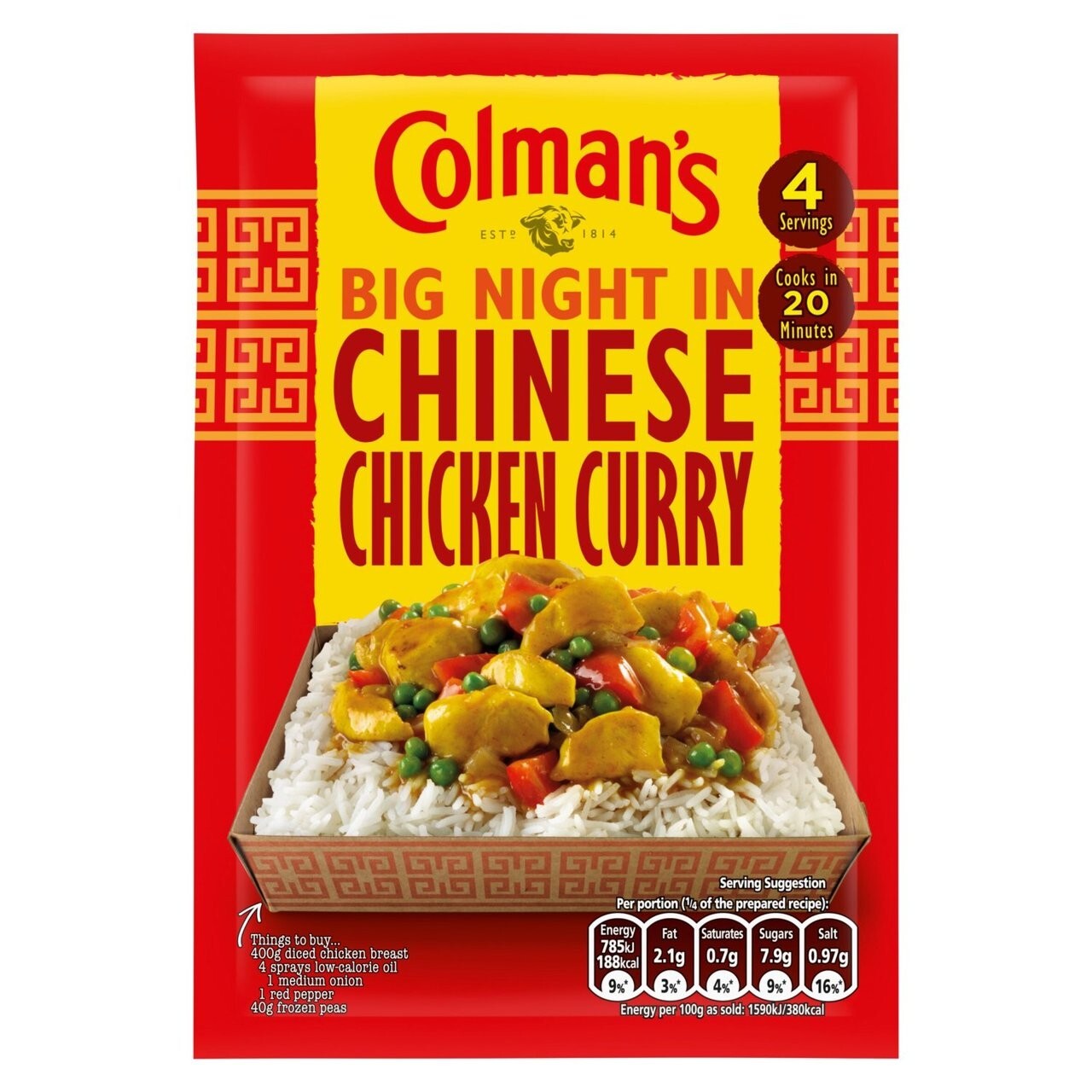 Colman’s Chinese Curry Dry Seasoning Packet Mix 47g