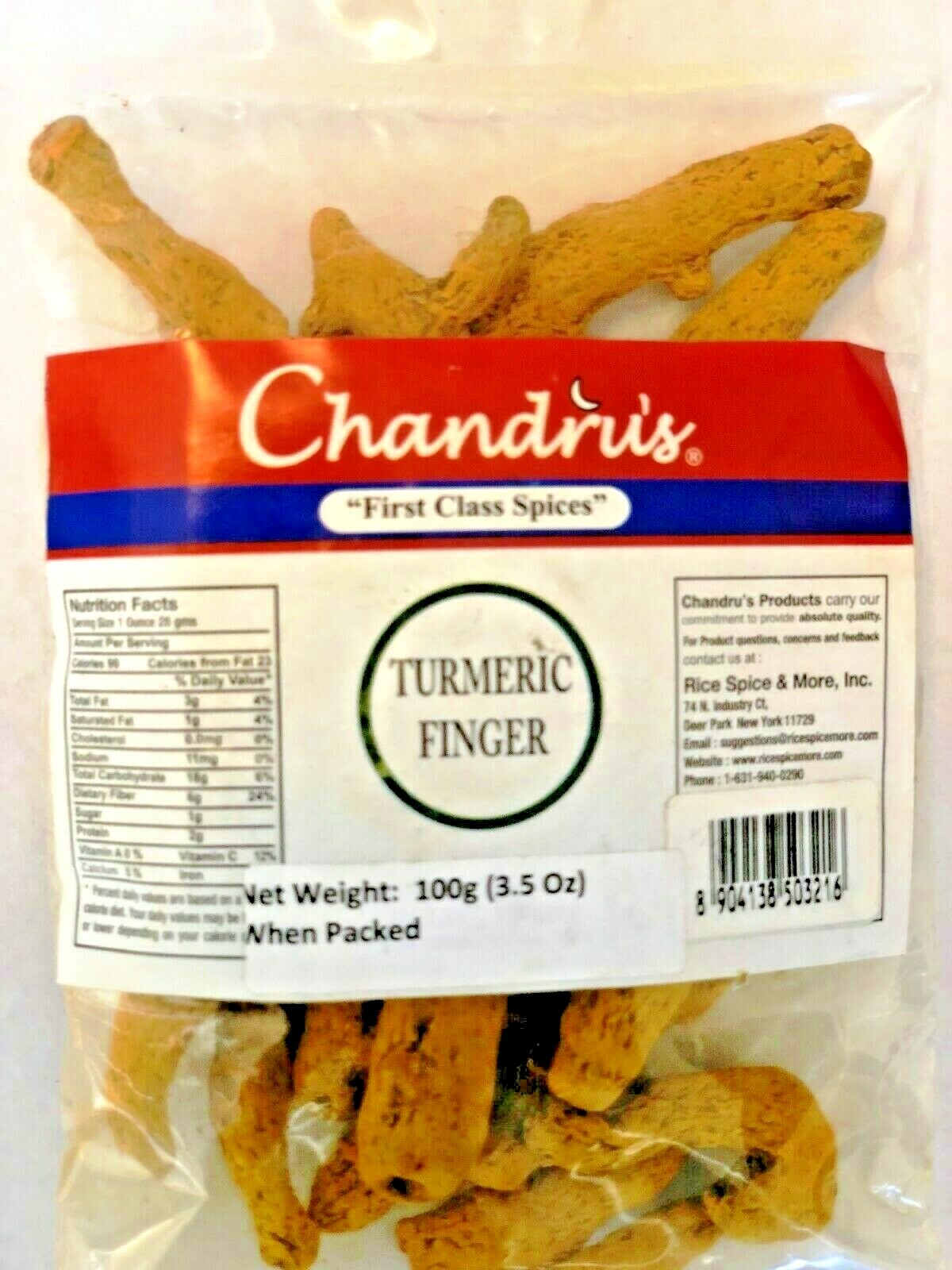 Chandru’s Turmeric Root Finger Pure, Whole-100g(3.5oz)-US Seller-Multi Pack
