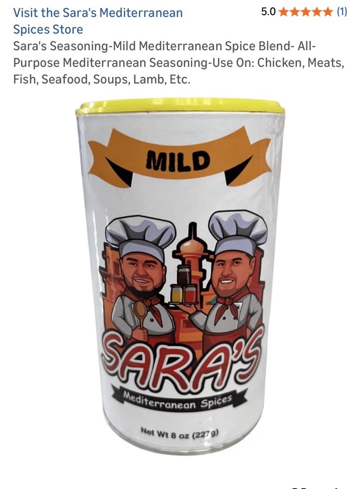 Mediterranean Spice Mild Sara’s 8oz New Best By 3/7/2026 NEW
