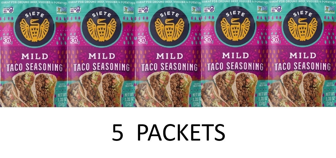 SIETE TACO Seasoning MILD Mix 1.31 oz Packet GLUTEN FREE – 5 PACKETS