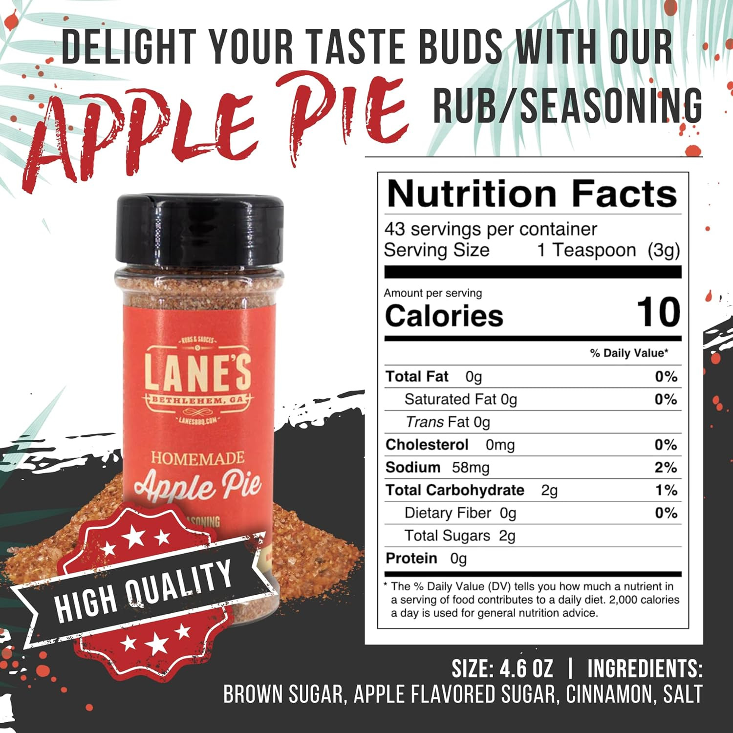 Lane’S Apple Pie Spice – 4.6 Oz, Sweet BBQ Rub Seasoning | All-Natural Apple BBQ