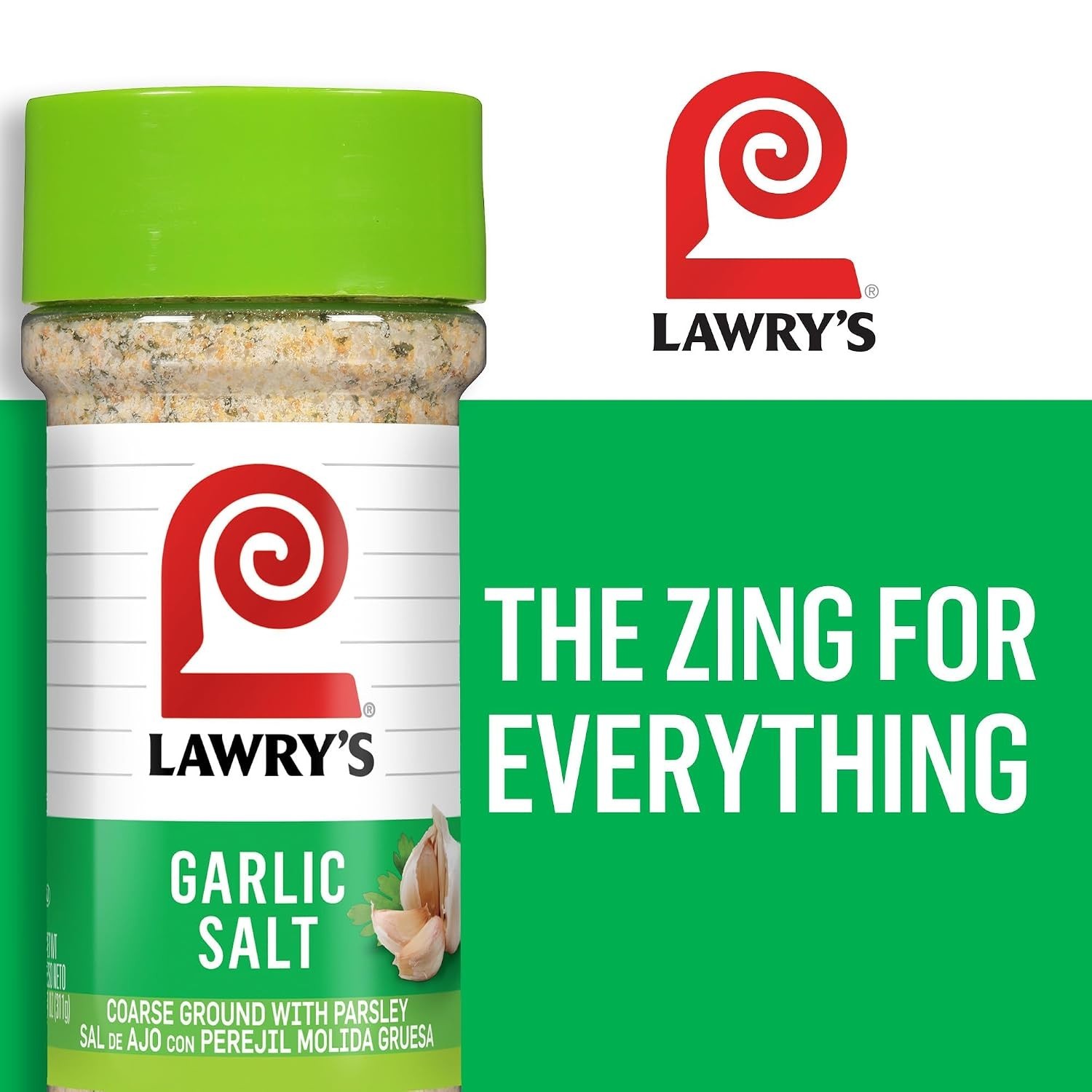 Lawry’s Garlic Salt, Coarse Ground with Parsley, No MSG Added, Kosher Certifi…
