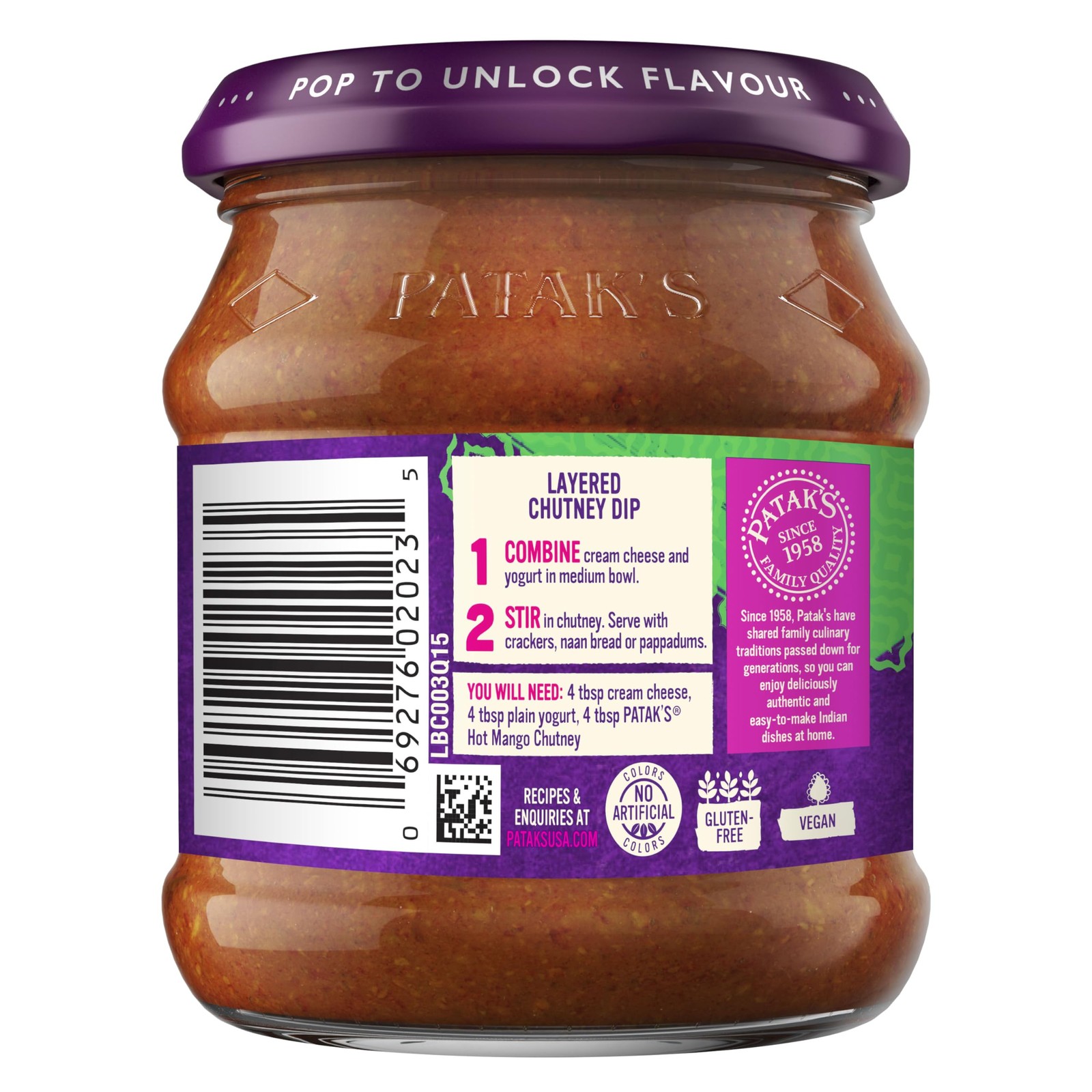 Patak’s Hot Mango Chutney 12oz Spicy Sweet Condiment for Dips and Grilling