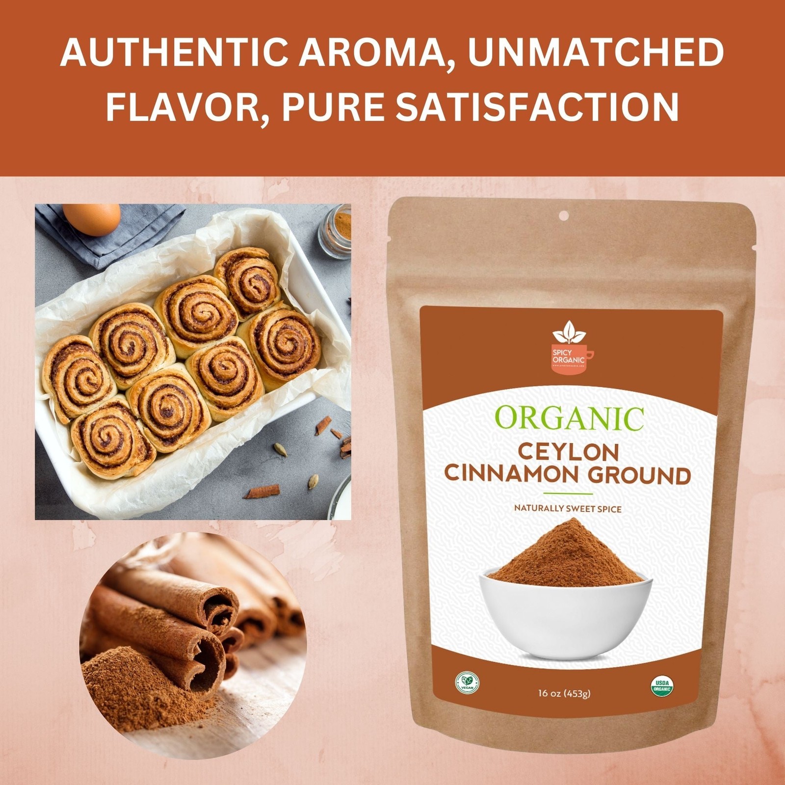 Organic Ceylon Cinnamon Powder – Ground, Non-GMO, Sri Lanka Spice, Kosher