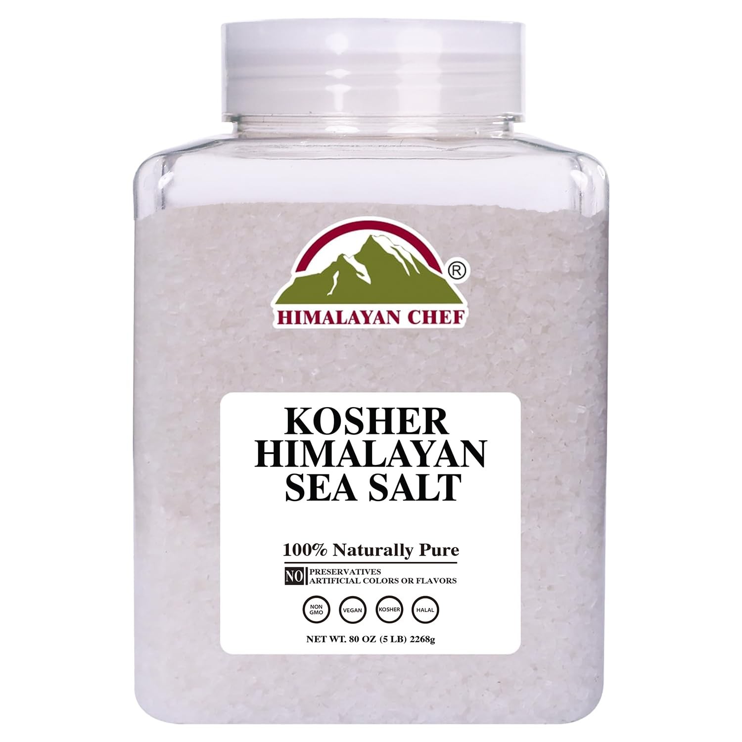 Kosher Sea Salt – Natural, Organic, Unrefined, Low Sodium – 5 lb Jar