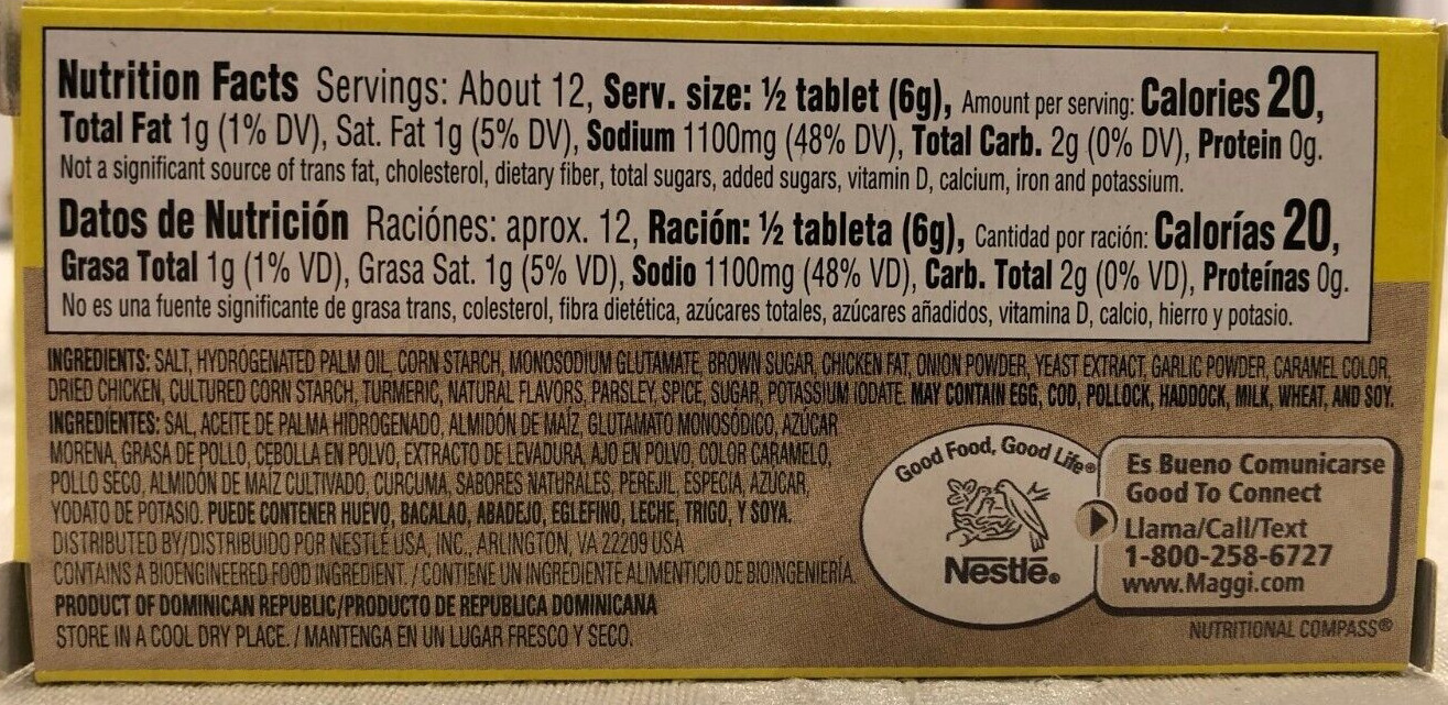 BEST BY 03/2023 3.48 LBs MAGGI CHICKEN FLAVOR BOUILLON – 144 TABLETS FULL CASE