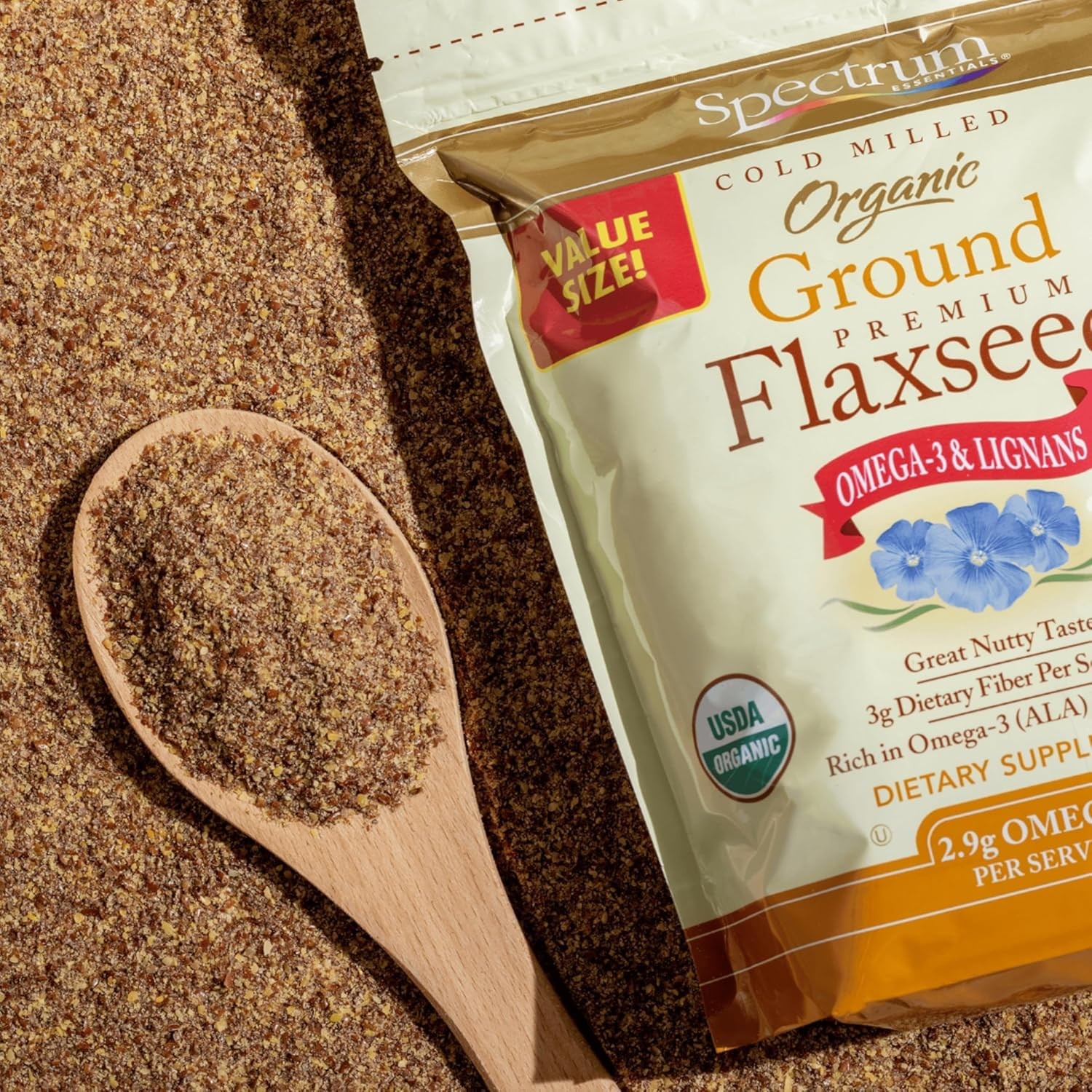 Spectrum Essentials Organic Premium Ground Flaxseed 14 oz 14 Ounce (Pack of 1)