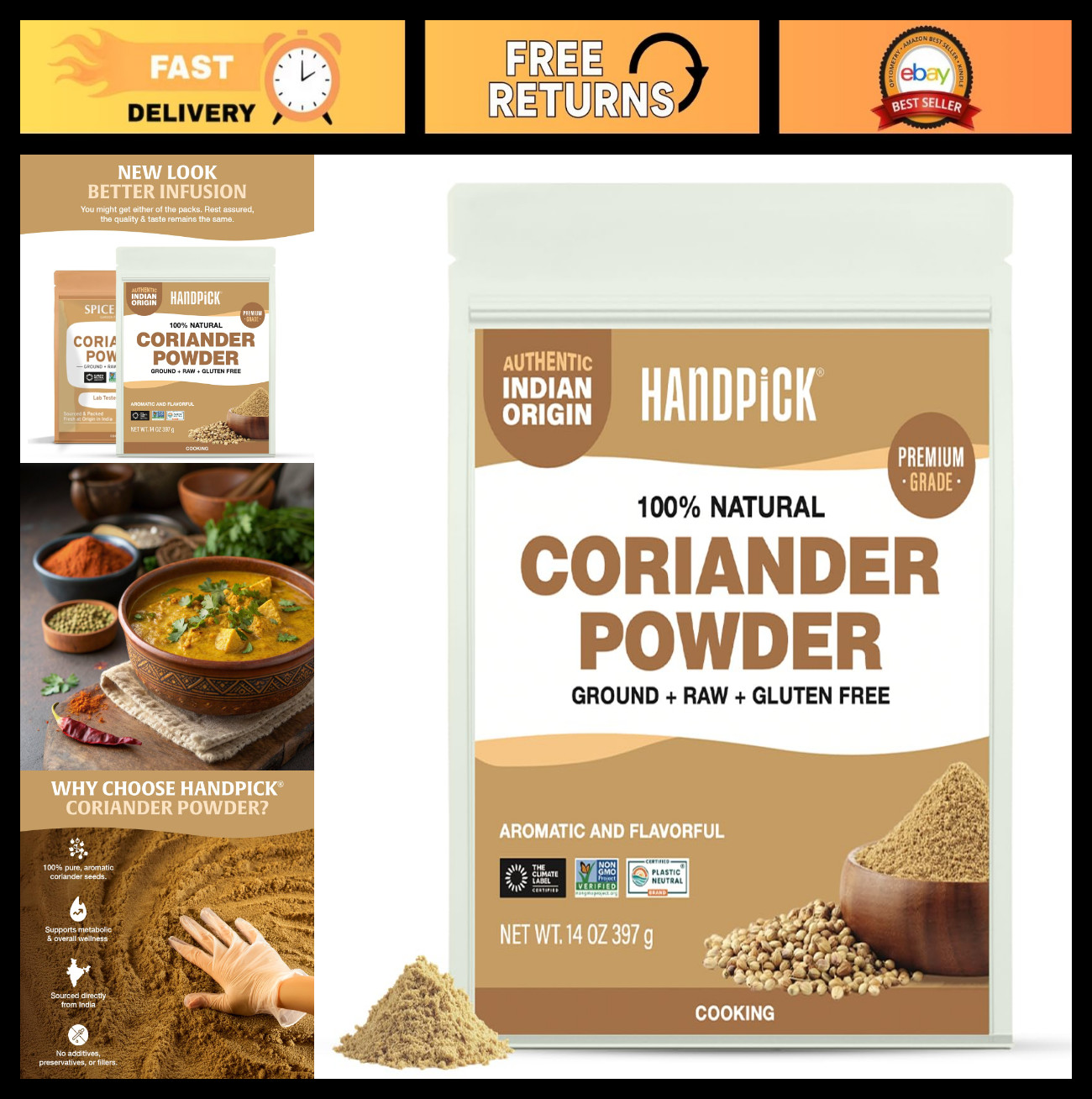 100% Natural Ground Coriander Powder 14oz | Non-GMO, Gluten-Free, Premium Qualit