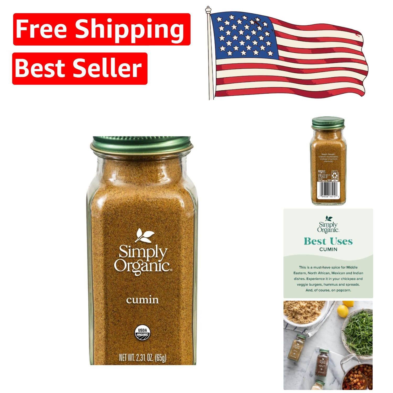 Elevate Your Cooking with Organic Ground Cumin – 2.31oz Glass Jar, Bold Flavor