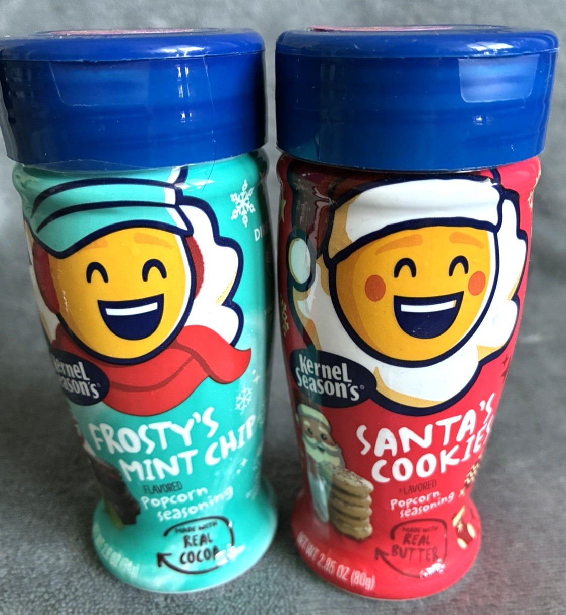 Kernel Season’s Frosty’s Mint Chip & Santa’s Cookies Popcorn Seasoning Lot Of 2