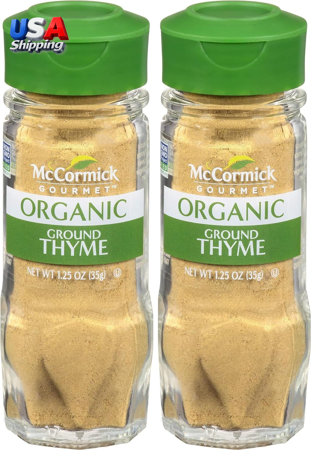Ground Thyme Organic 1.25 Oz Pack of 2 GMO Free Kosher Vegan Herb