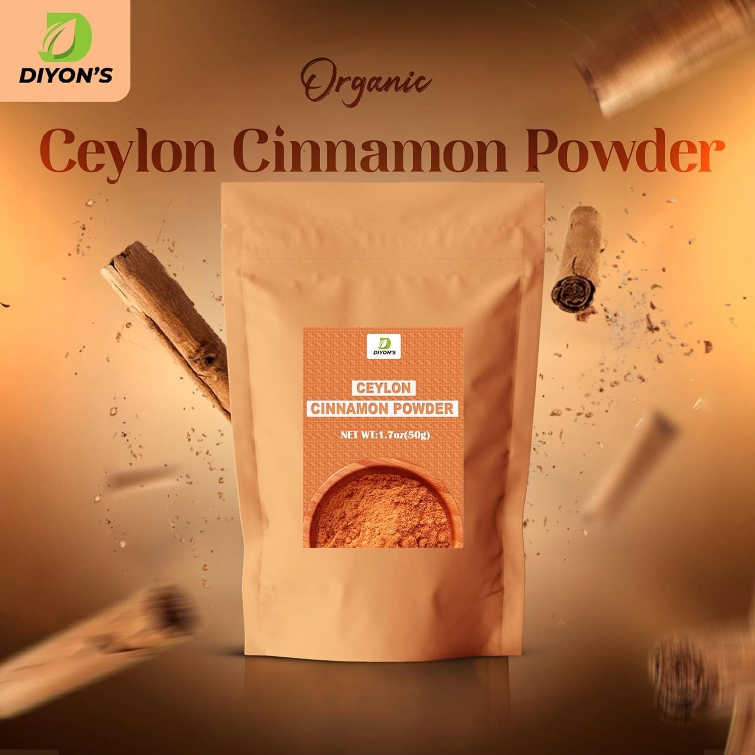 Ceylon Cinnamon Powder 1.7oz – 100% Pure Low Coumarin for Health & Flavor