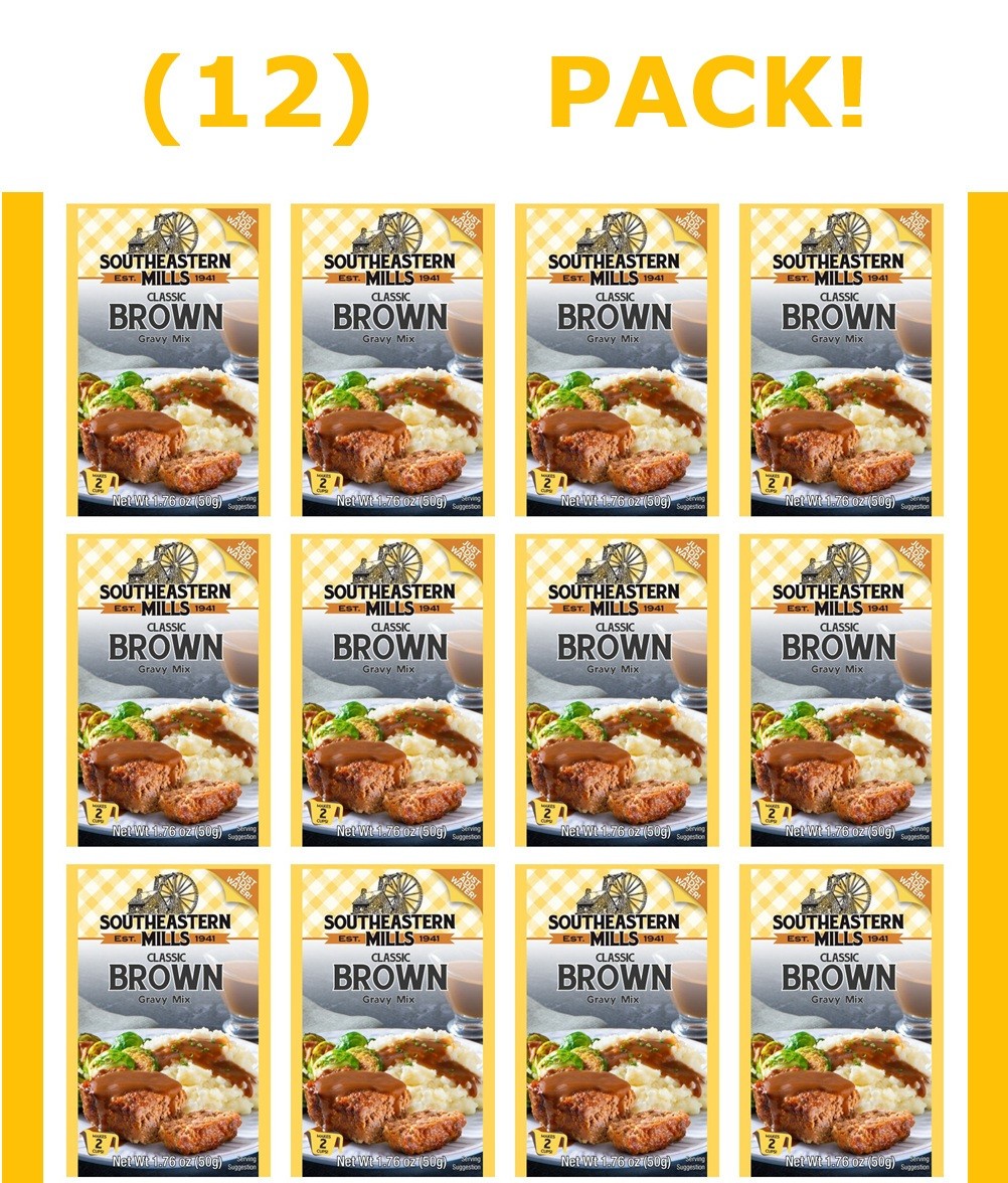 BUNDLE! (12) Southeastern Mills Classic Brown Gravy Mix Packs! FREE Ship!