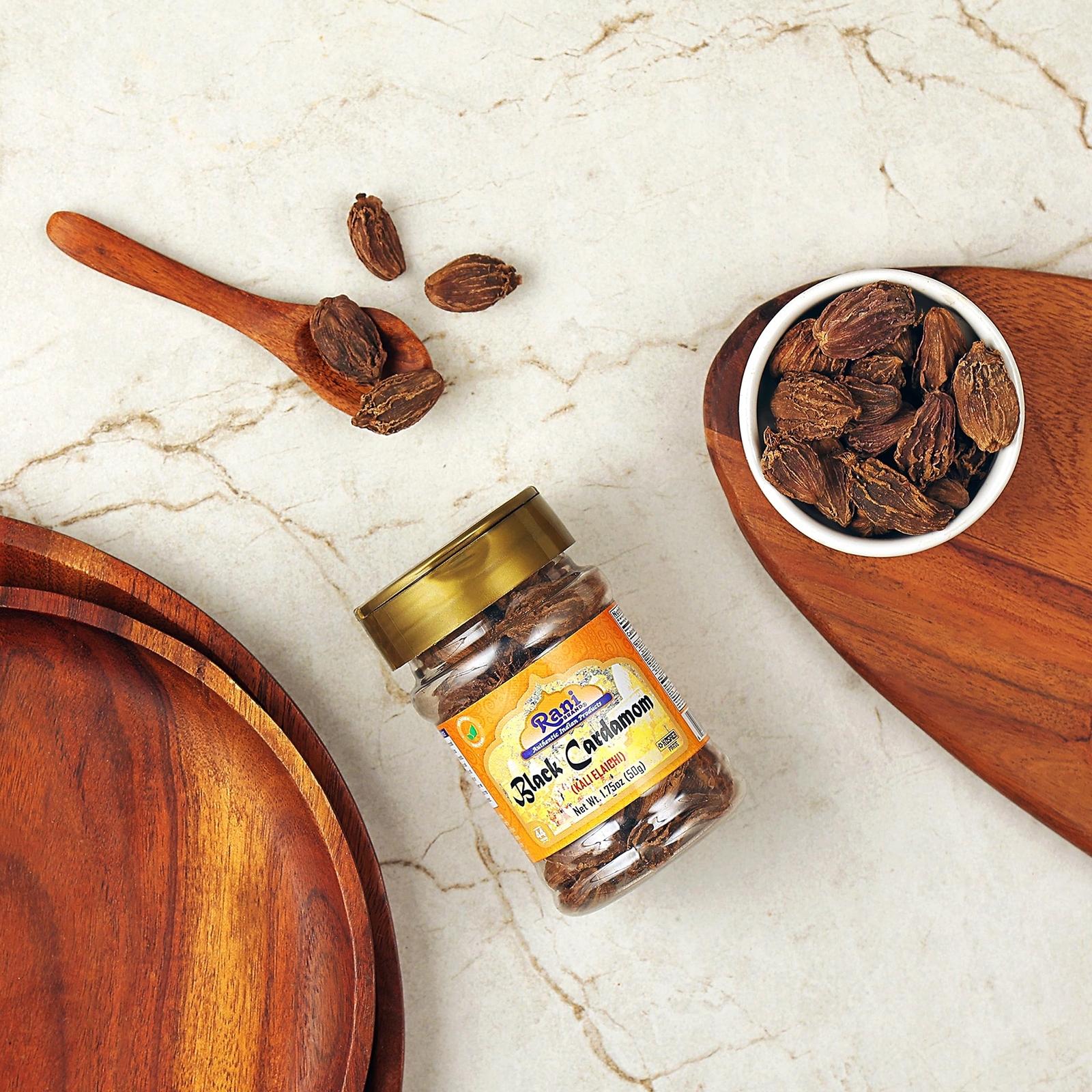Rani Black Cardamom Pods (Kali Elachi) Whole Indian Spice 1.75oz (50g) PET Jar