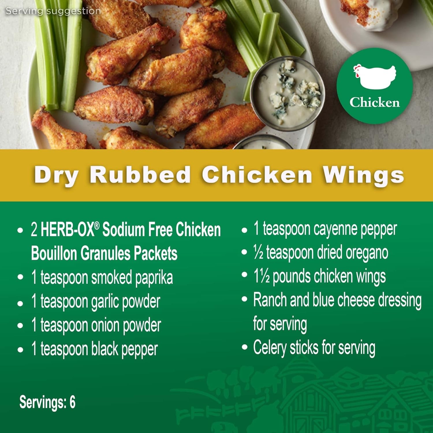 HERB-OX Sodium Free Chicken Bouillon Packets, 1.5 oz, Ounce (Pack of 12)