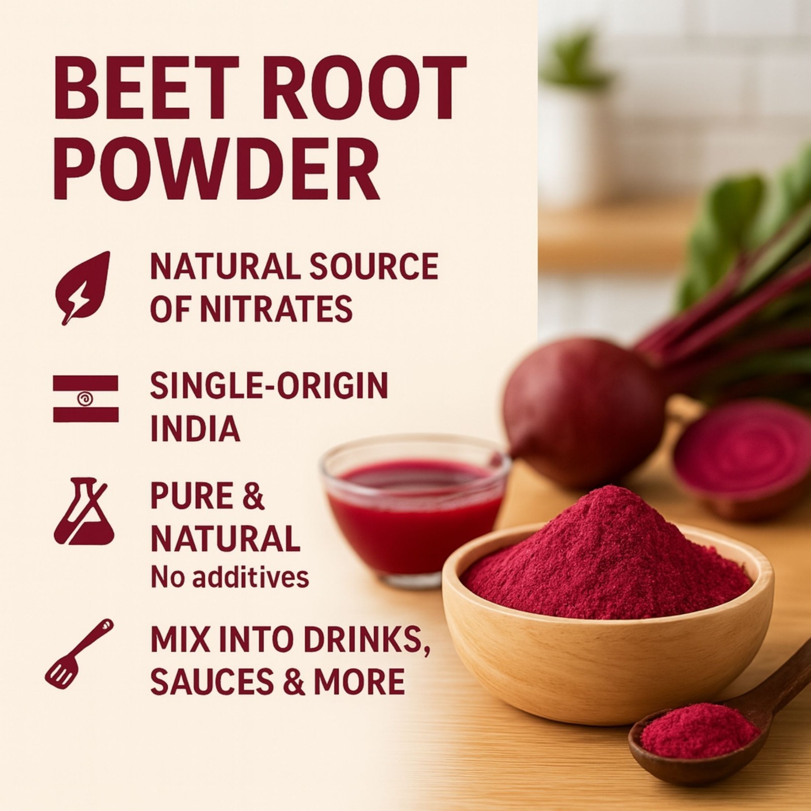 Beetroot Powder – 100% Pure Natural Superfood – Vibrant Color for Cooking- 5 LBS