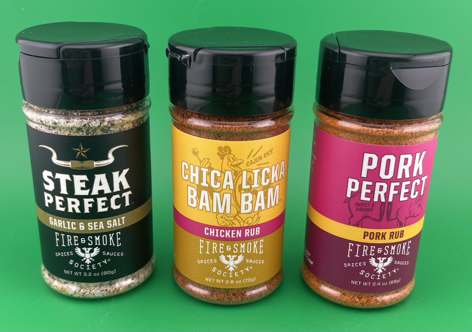 3 Fire & Smoke Rub Seasoning Pork Perfect Steak Perfect Chica Licka Bam Bam