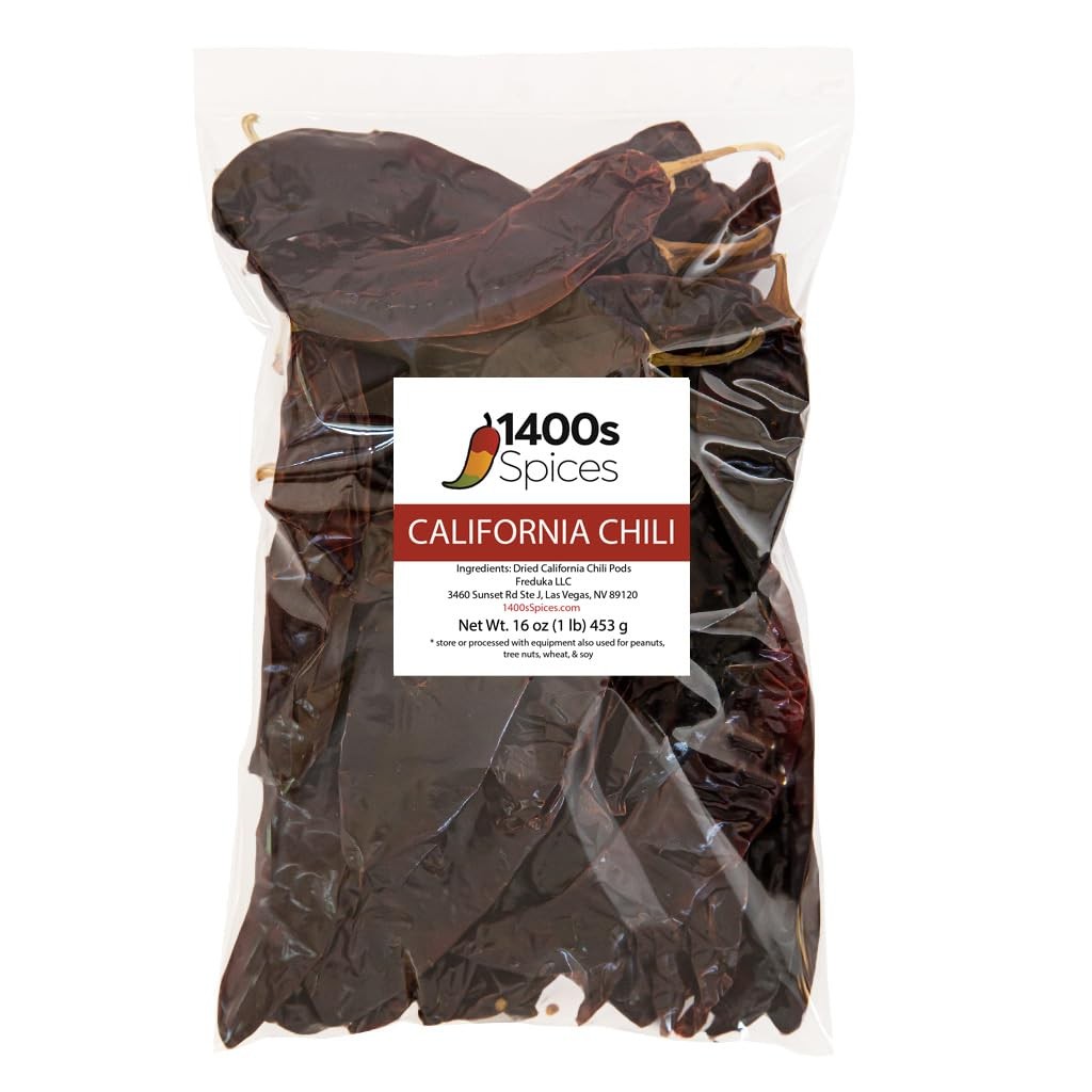 1lb California Dried Whole Chilies Peppers, Anaheim Chile Seco Pods for Authe…