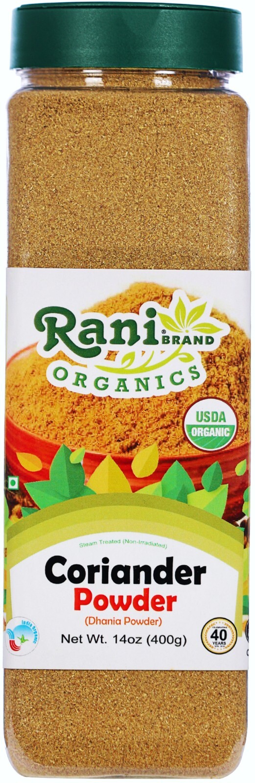 Rani Organic Coriander Powder (Dhania Powder) 14oz (400g) PET Jar