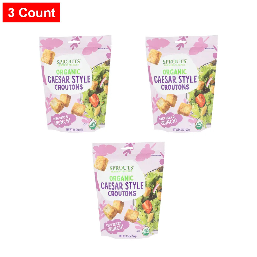 Sprouts Organic Caesar Croutons 4.5 oz – 3 Count