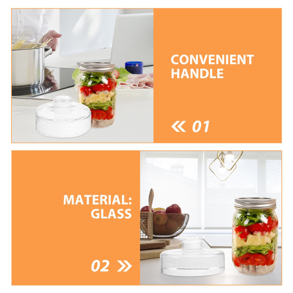 2Pcs Reusable Glass Fermentation Weights for Wide Mouth Mason Jars with Handle