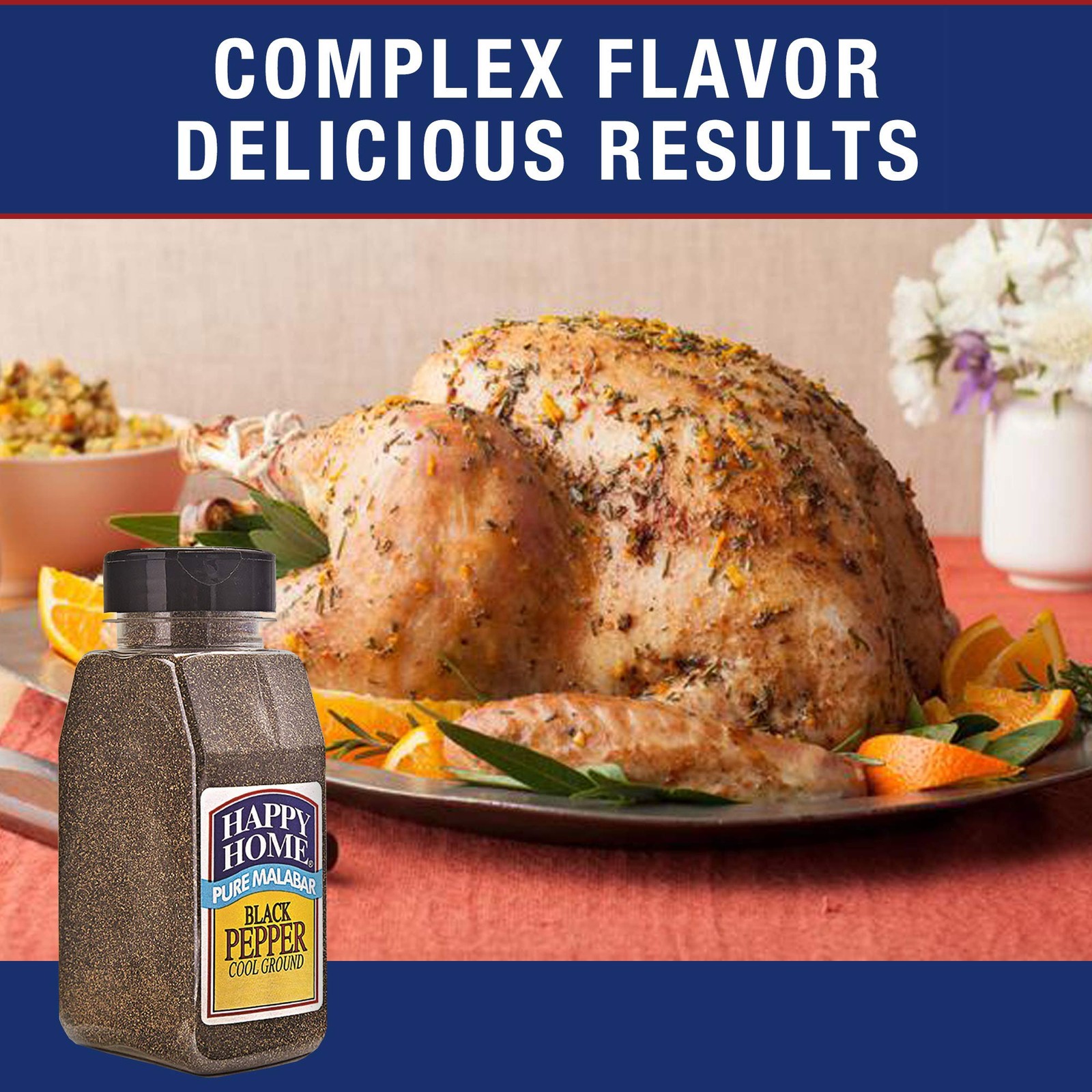 Happy Home Pure Ground Black Malabar Pepper, 16 oz