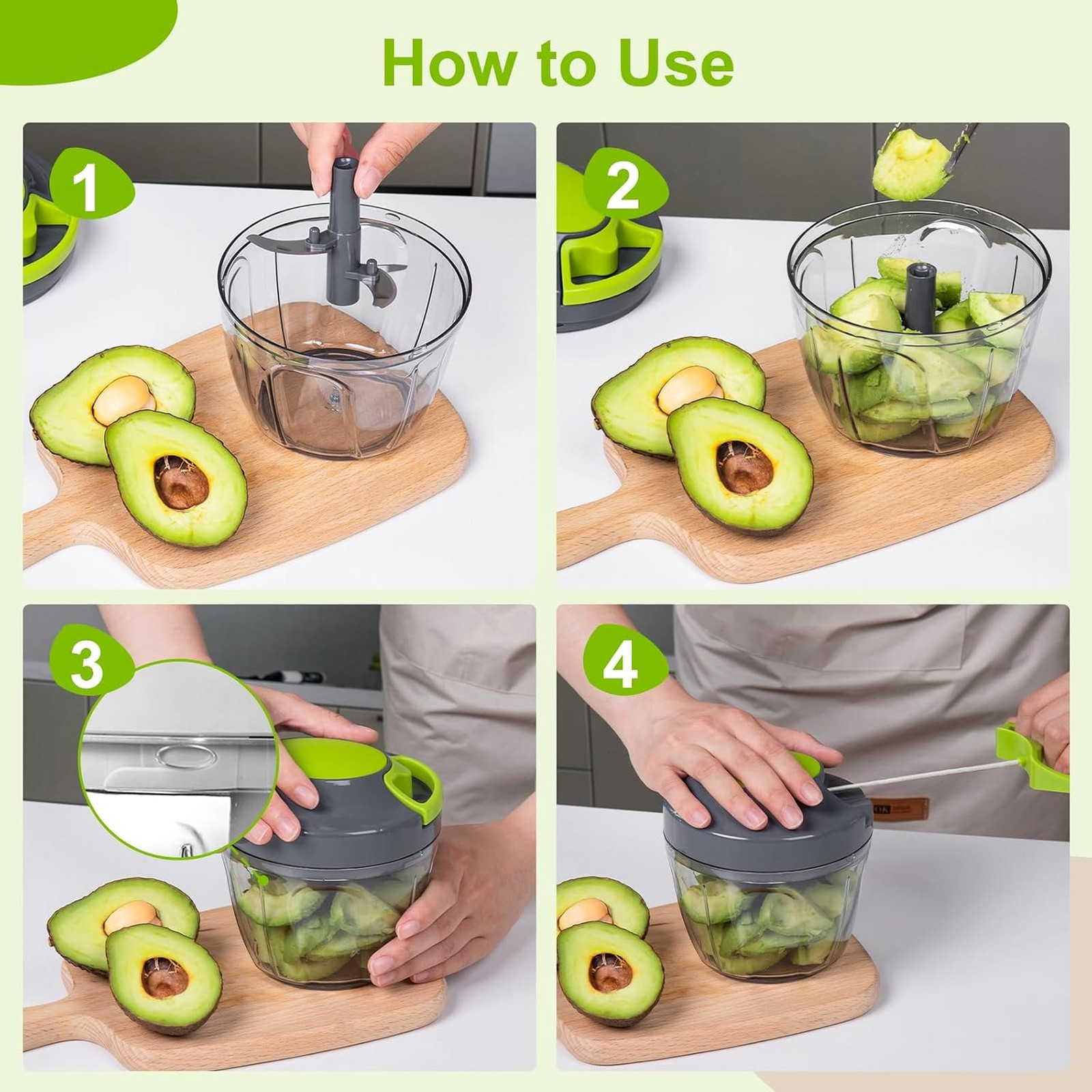 Manual Food Processor Vegetable Chopper Gray 650ml Hand Pull String Garlic