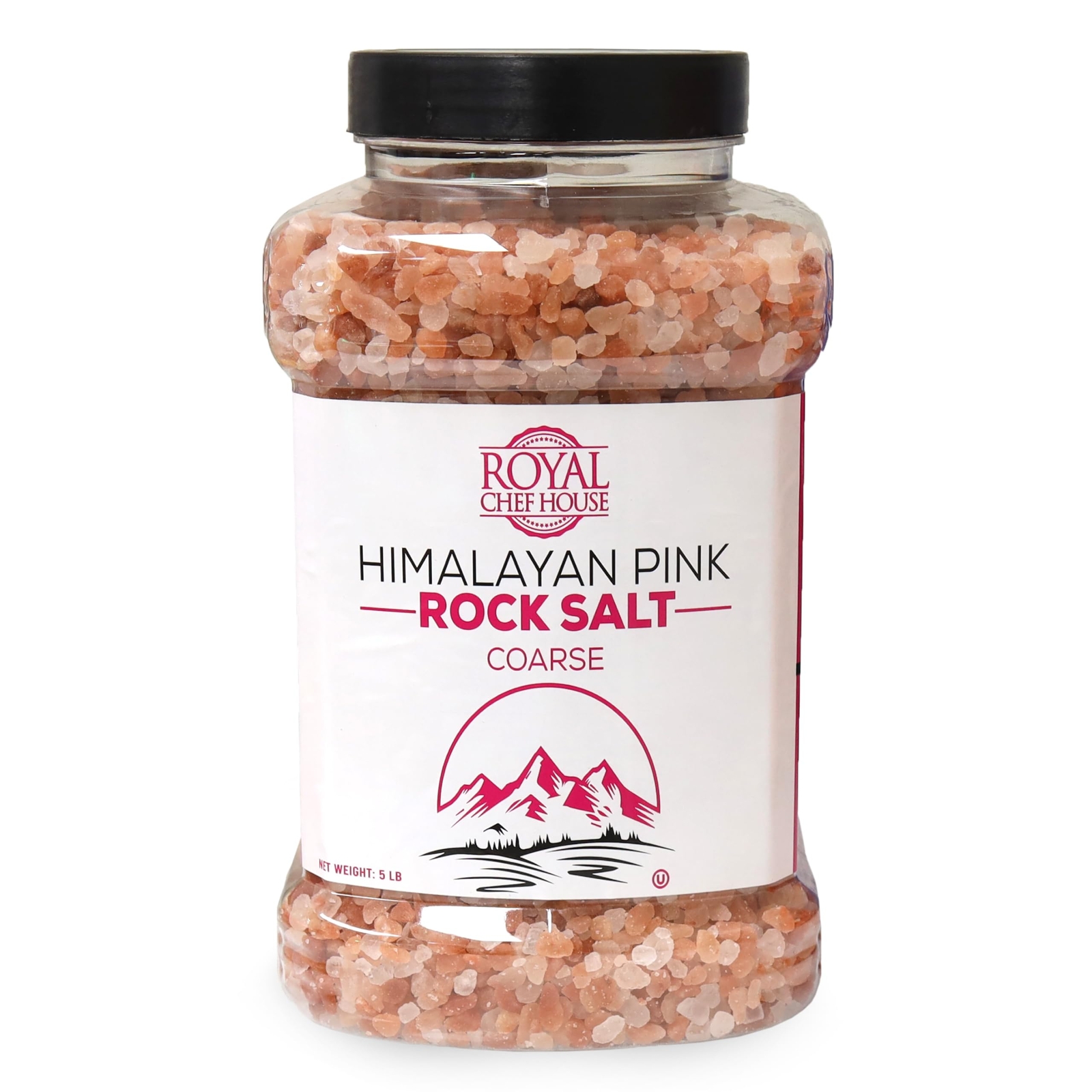 Himalayan Pink Salt-5 lbs Coarse Grain Bulk in Jar,Pure Gourmet Crystals,Natural