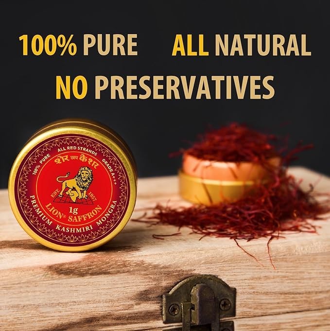 LION BRAND SAFFRON Premium Kashmiri Mongra Saffron/Kesar (A+++ Grade) 1Gm Pack-1