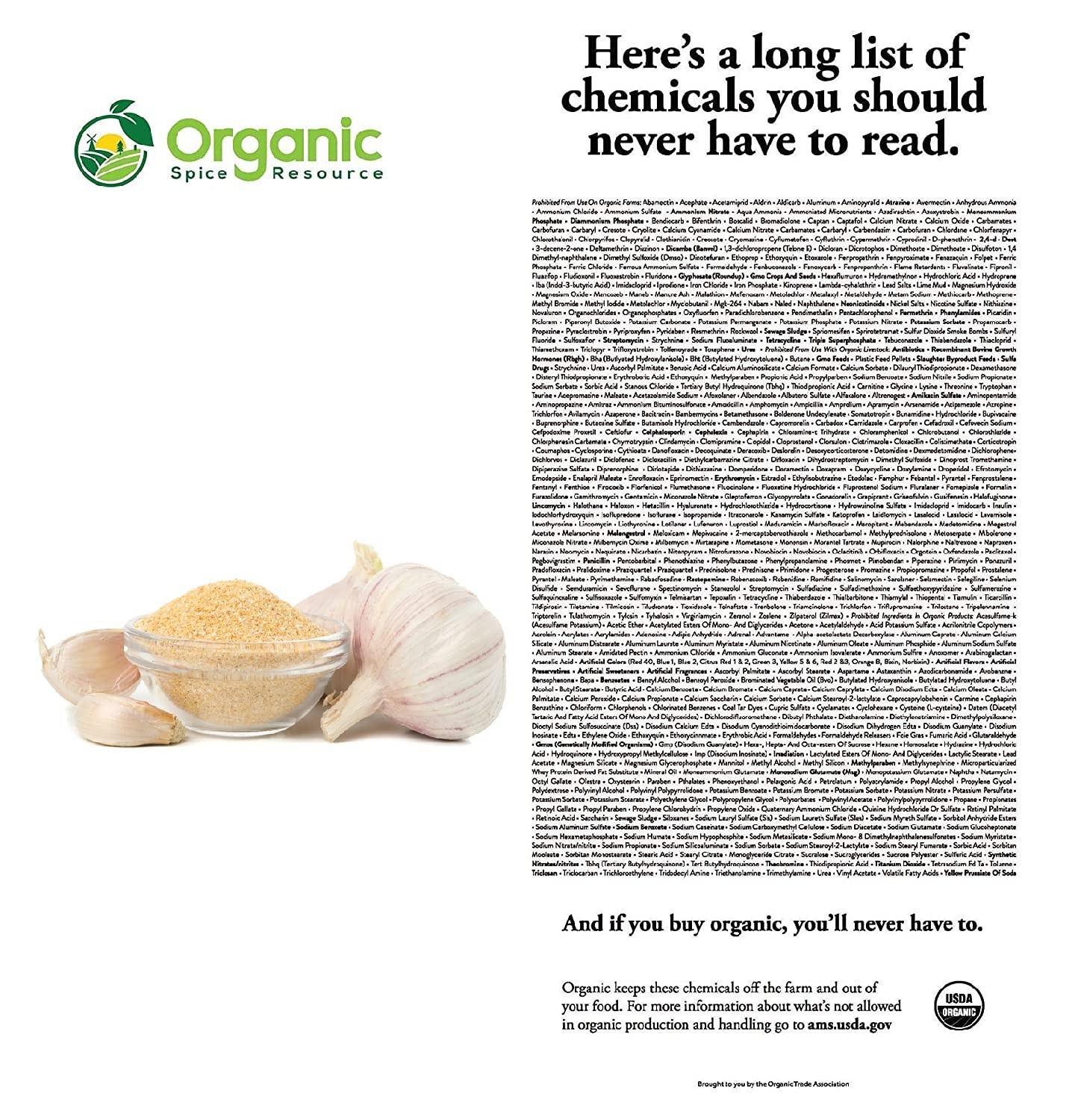 Organic Garlic Powder 8 oz (226g)Non-GMO 100% Raw and Natural