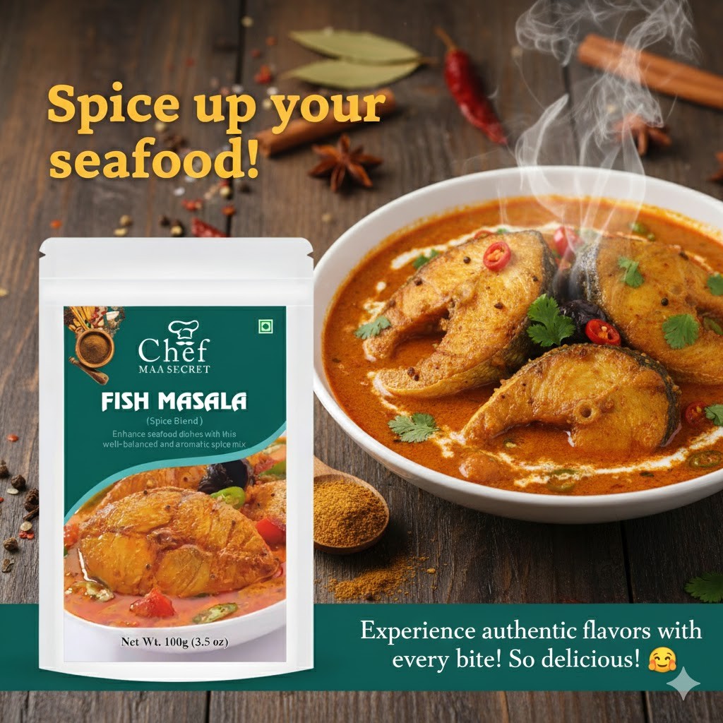 Aiva Chef Fish Masala 100 GM (Pack of 12) | Indian Blended Spices