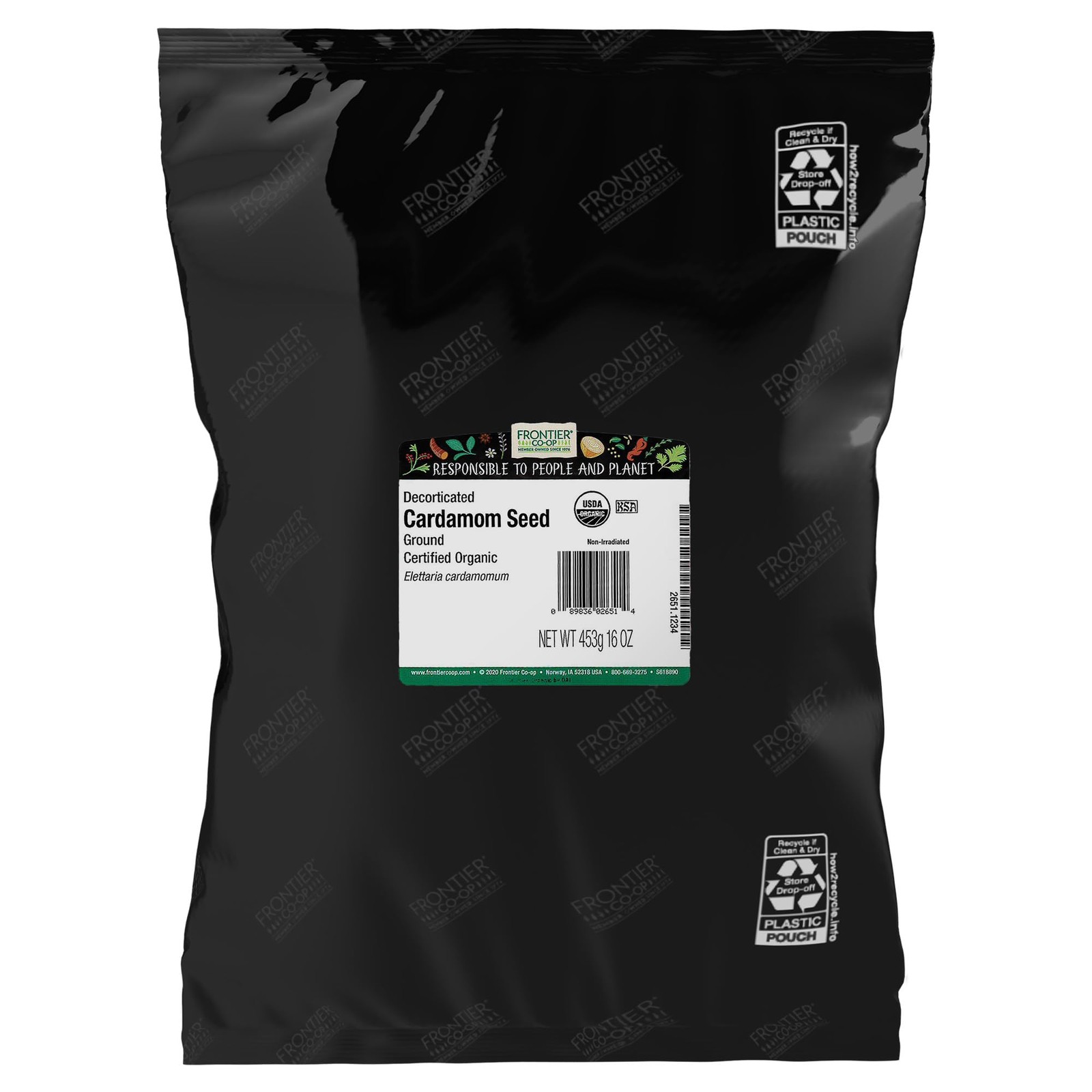 Frontier Co op Organic Ground Cardamom Seed 1 Pound Bulk Bag Spicy Sweet Flavor