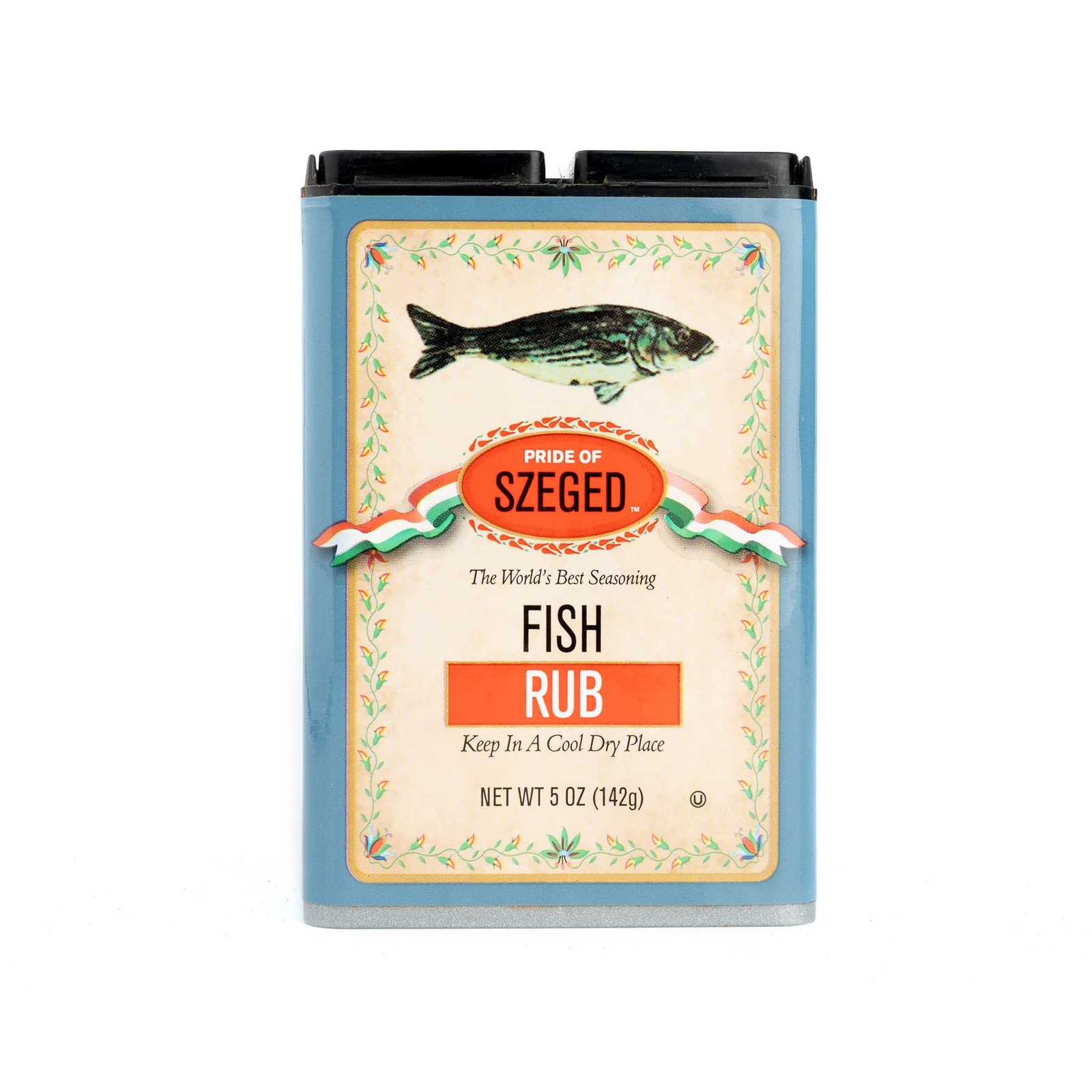 Pride of Szeged Fish Rub, Seafood Herb Seasoning Spice Mix, 5oz. Tin (142g),