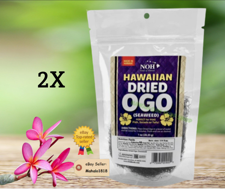 Two (2) NOH Foods of Hawaii Dried Ogo Seaweed, 1-Ounce Hawaiian Seaweed POKE