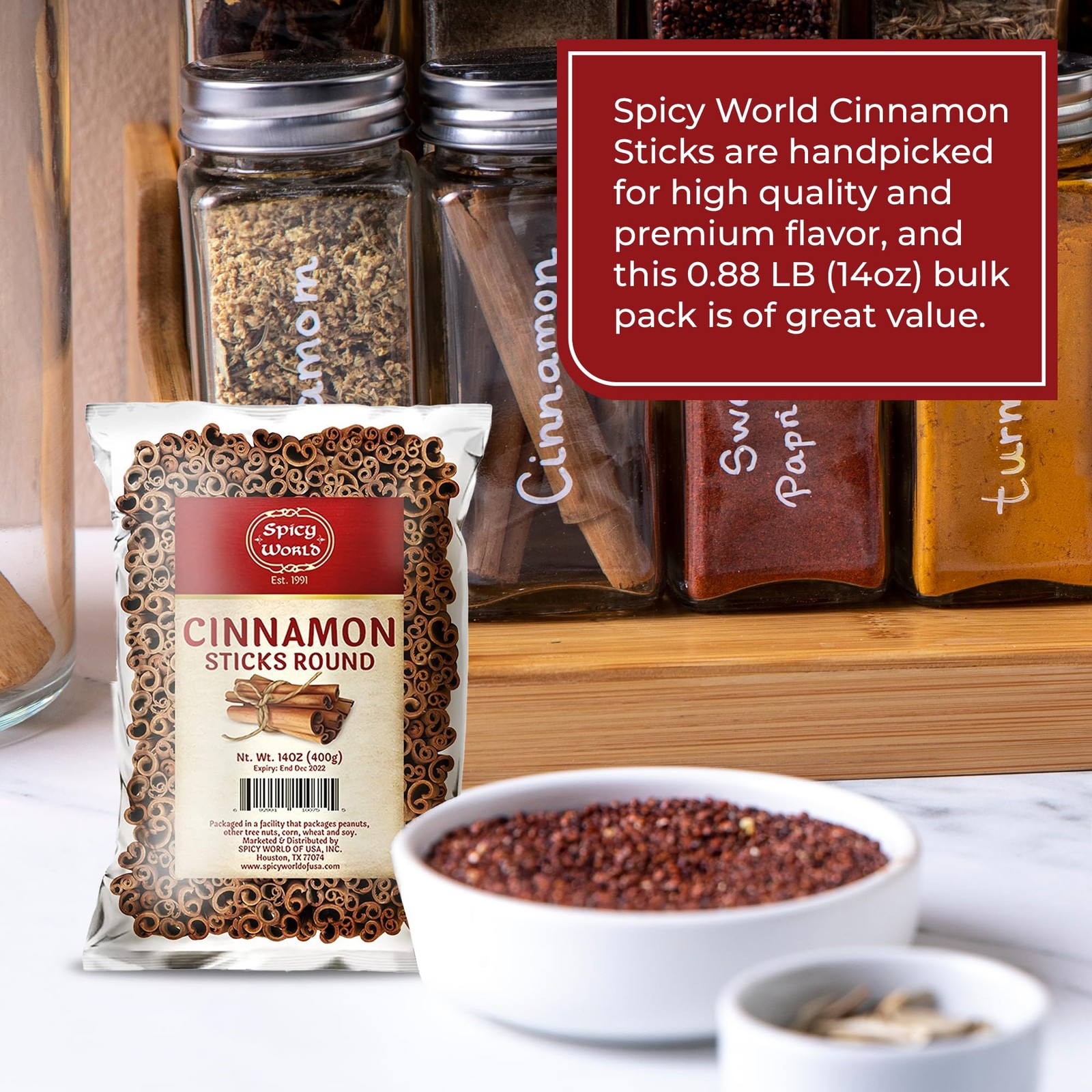 Spicy World Cinnamon Sticks 14 Oz – Strong Aroma for Baking Cooking