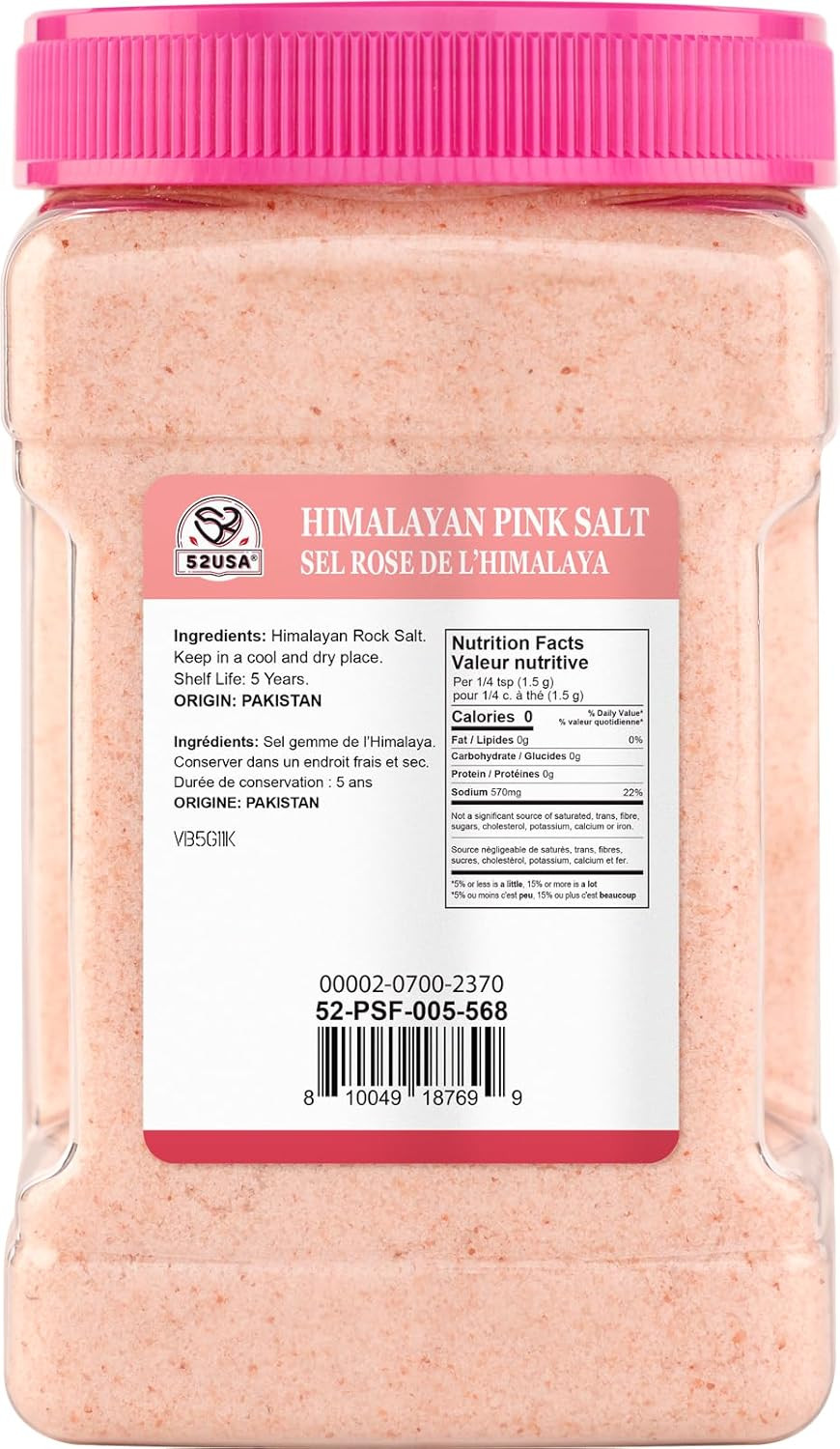 Himalayan Pink Salt Fine, Fine Ground Table and Cooking Salt, 80Oz (5 Pound), 10