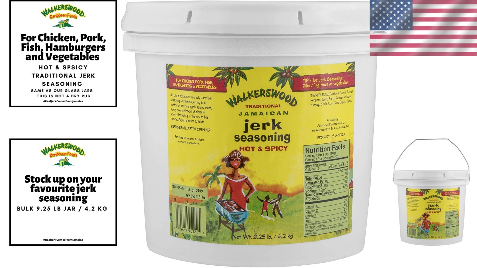 Walkerswood Jamaican Jerk Seasoning, Hot & Spicy, 128oz