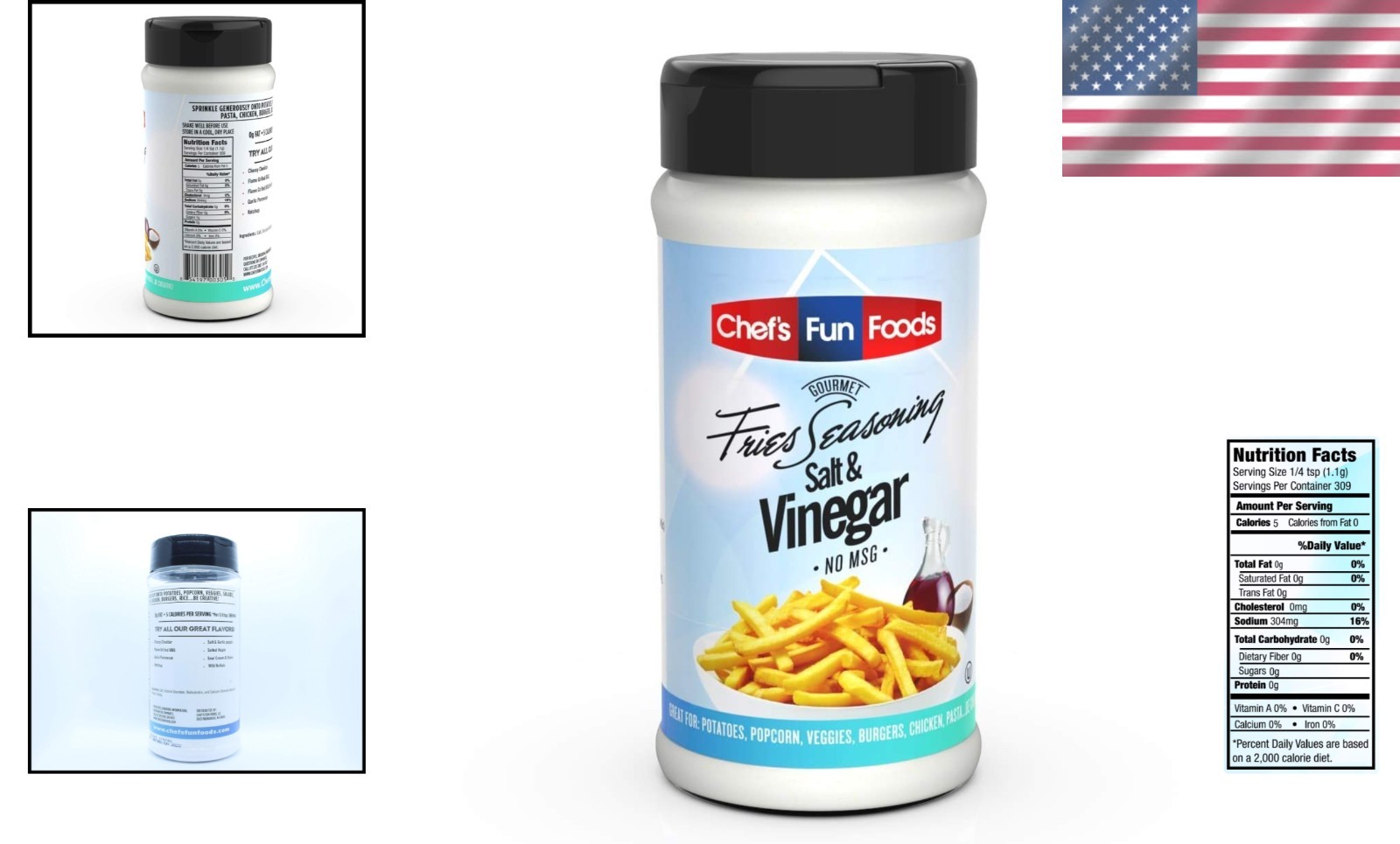 Delicious Salt and Vinegar Shaker – 12 Oz Low-Calorie Seasoning for Culinary Joy