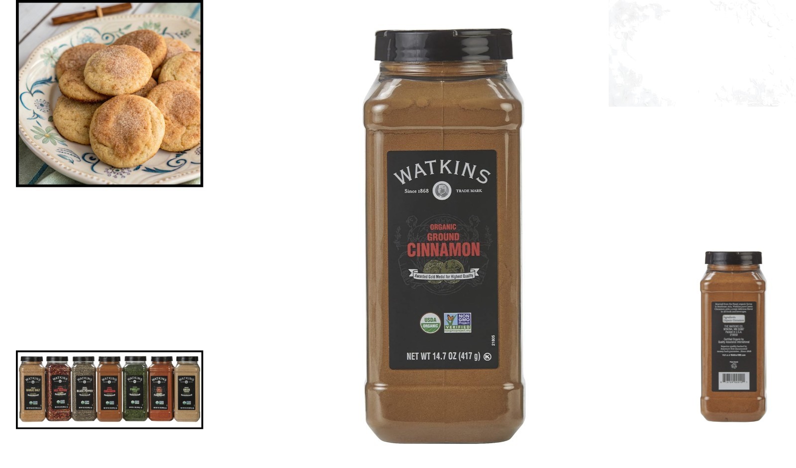 Organic Ground Cinnamon Spice 14.7 oz Bulk Food Service Kosher Non-GMO