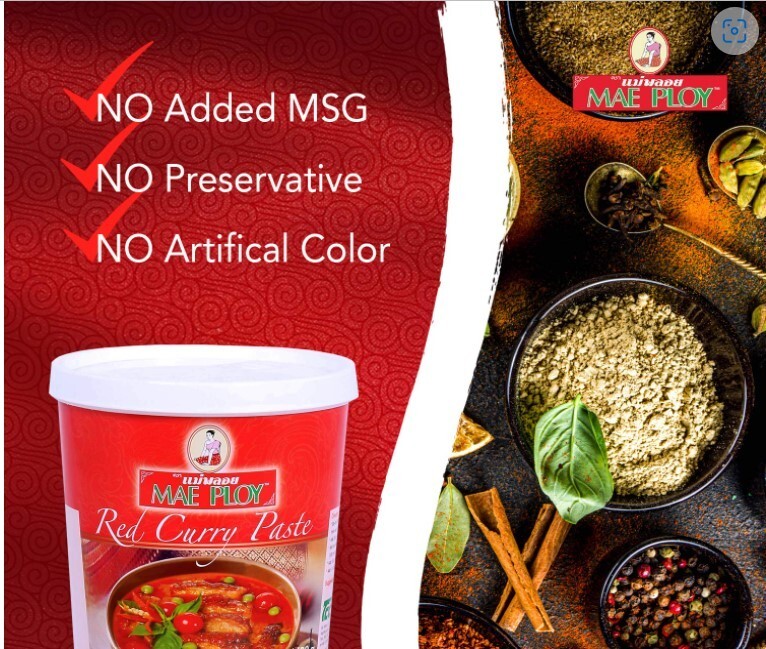 BIG Size 2lb 3oz (1000g) Mae Ploy Red Curry Paste Authentic Thai Curry Paste