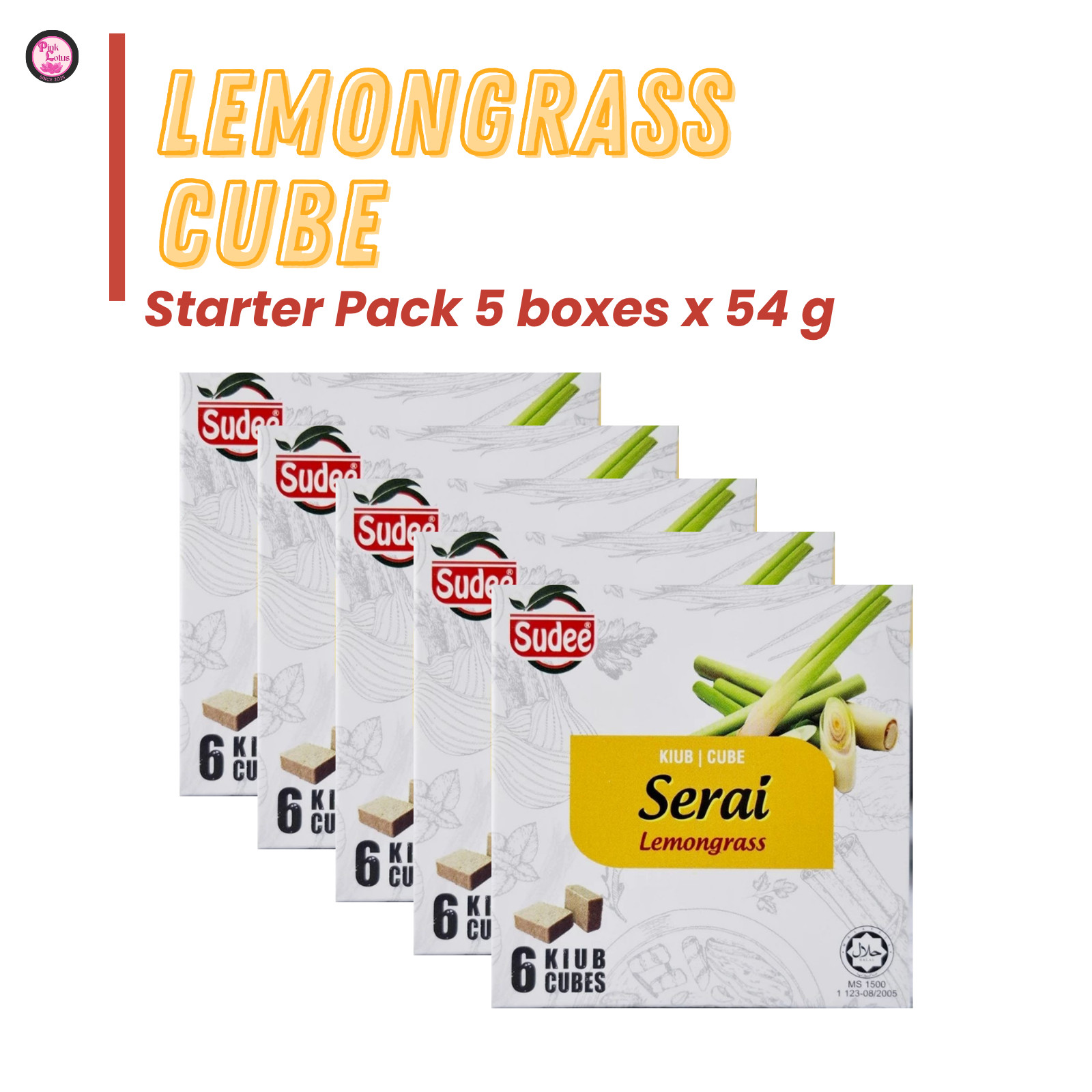 Sudee Lemongrass Cube (54g) | Halal | Southeast Asian Cooking Seasoning