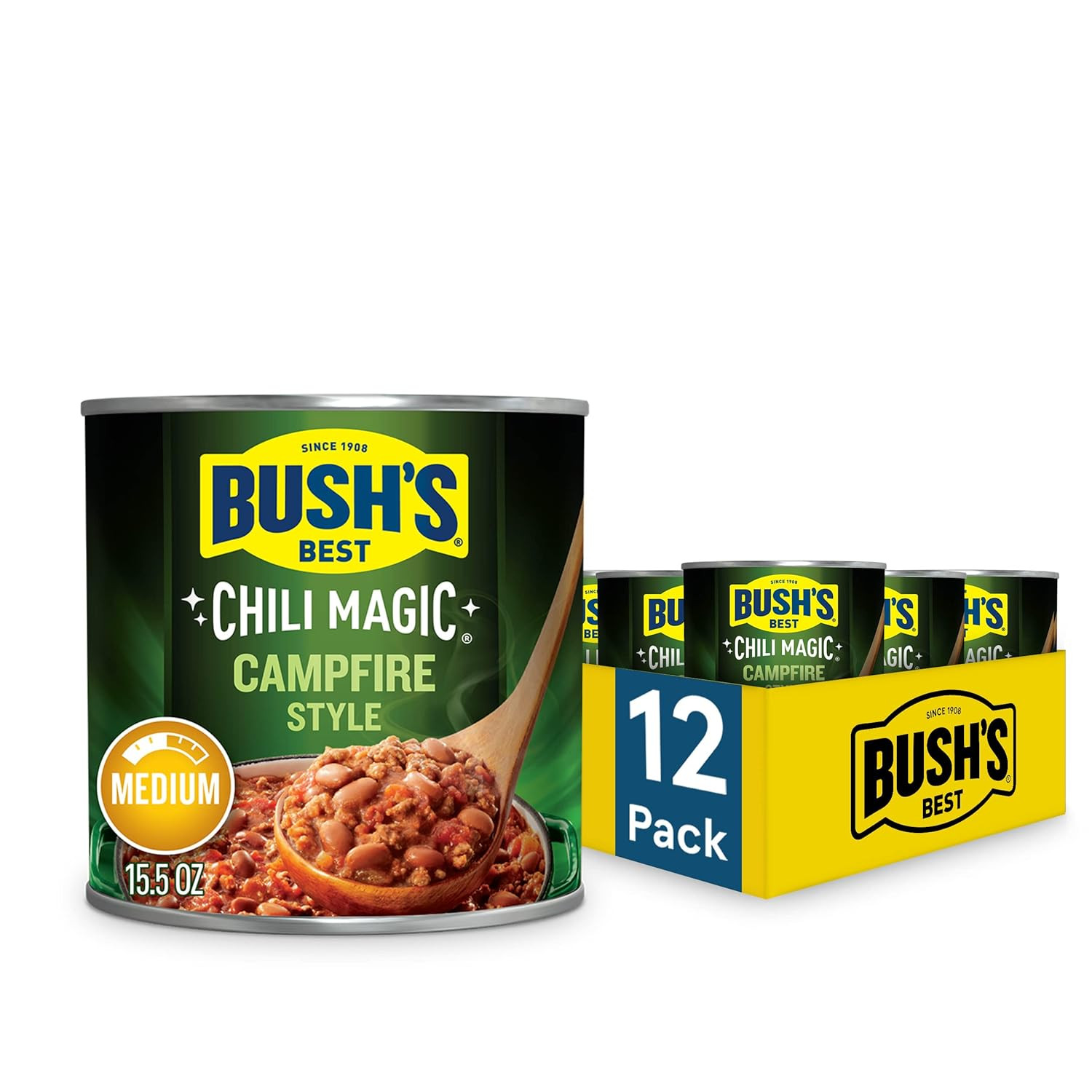 BUSH’S BEST Canned Texas Recipe Chili Magic Chili Beans Starter (Pack of 12)