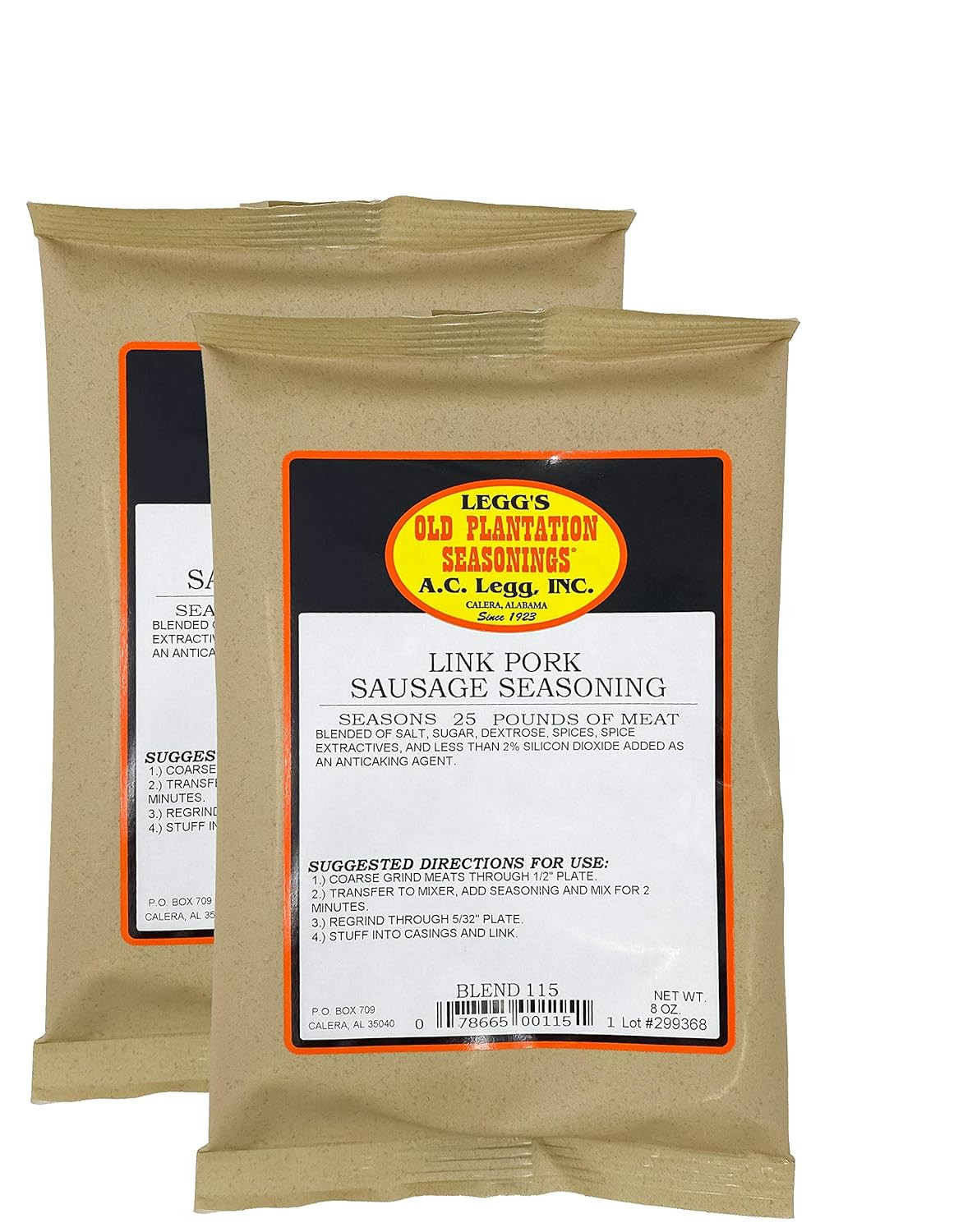 Ac Legg Sausage Seasoning 8Oz Pack Of 2 Perfect For Pork Beef Turkey Game