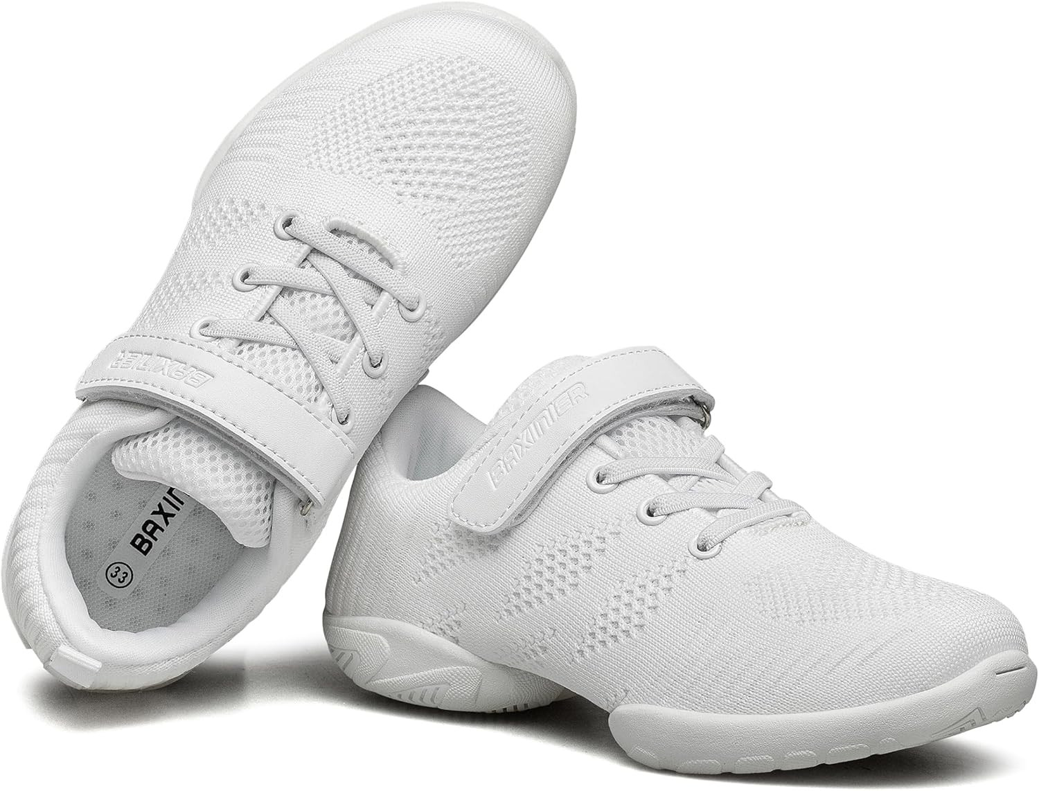 Girls White Cheerleading Dance Shoes Breathable Youth Cheer Competition Sneakers