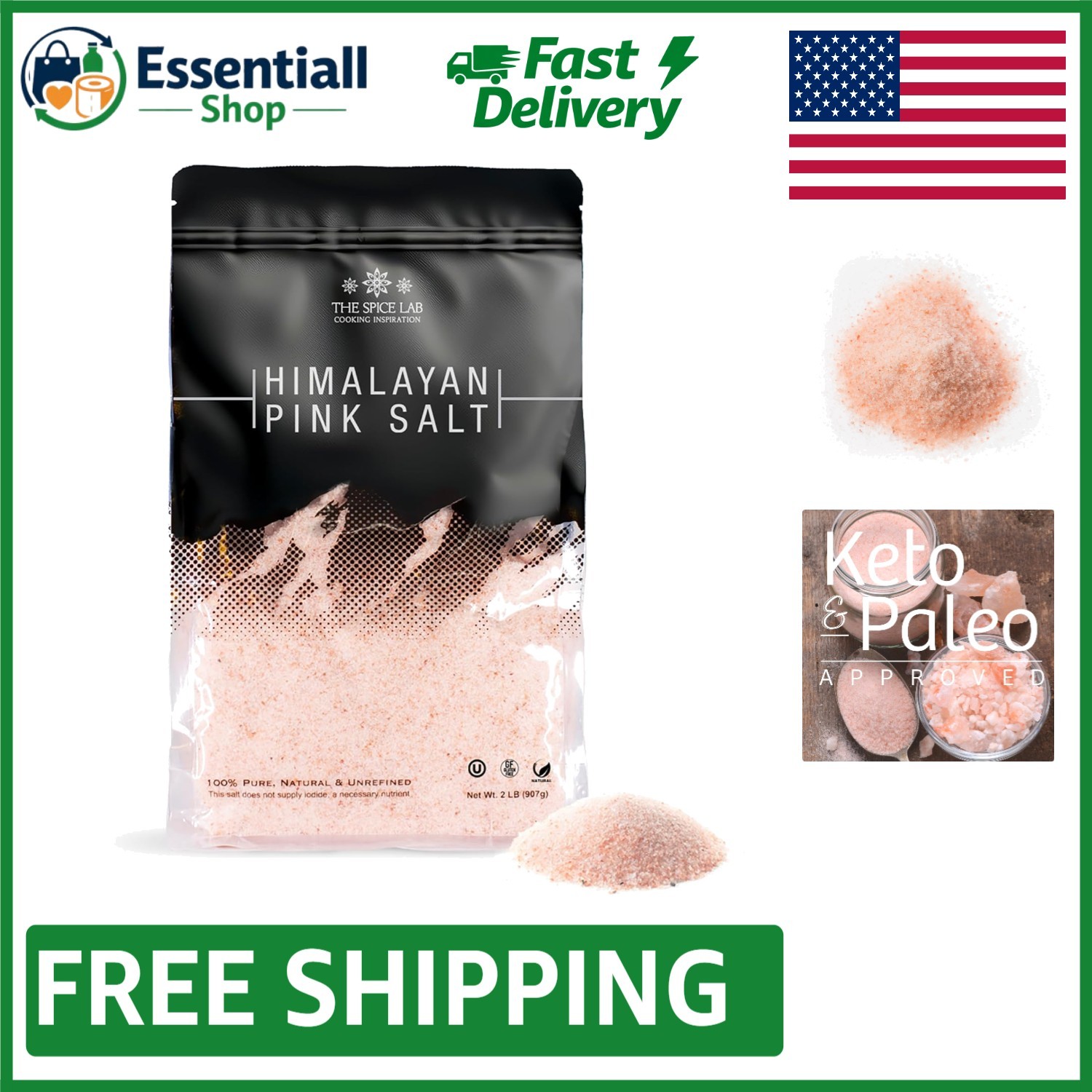 Versatile 2 lb Fine Himalayan Pink Salt – Perfect for Cooking & Spa Use
