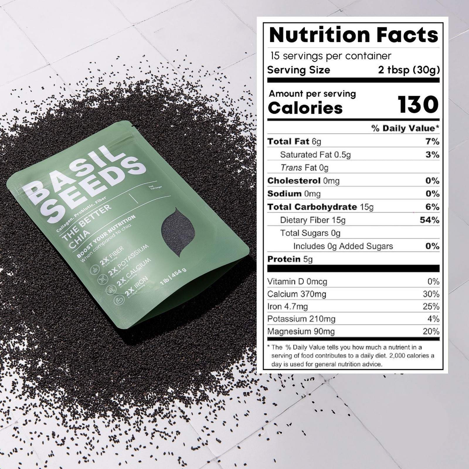 Basilia Basil Seeds for Eating | The Original Loaded Water | 2x More 16oz