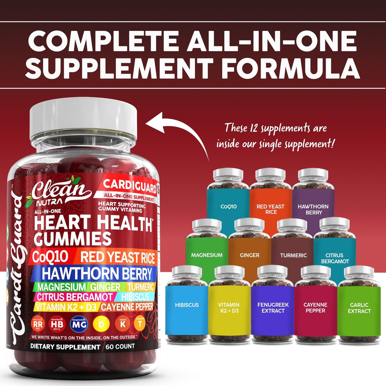 Clean Nutraceuticals Coq10 Gummies | Red Yeast Rice 60 Count (Pack of 1),