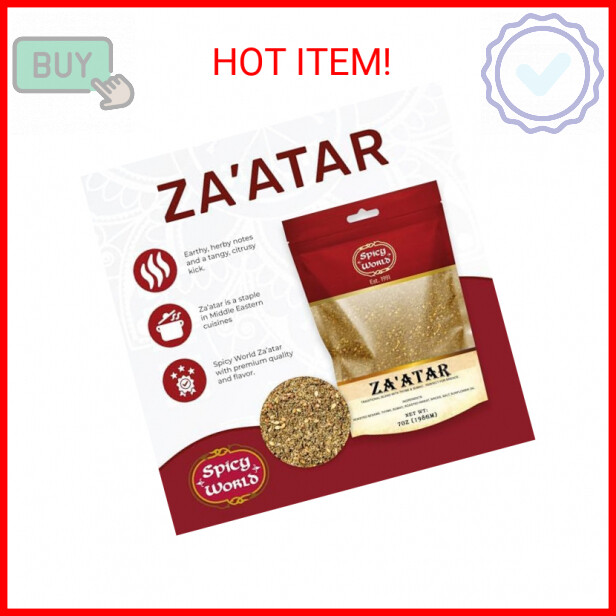 Spicy World Zaatar 7 Ounce LARGE Bag | Traditional Middle Eastern Zatar Spice Bl