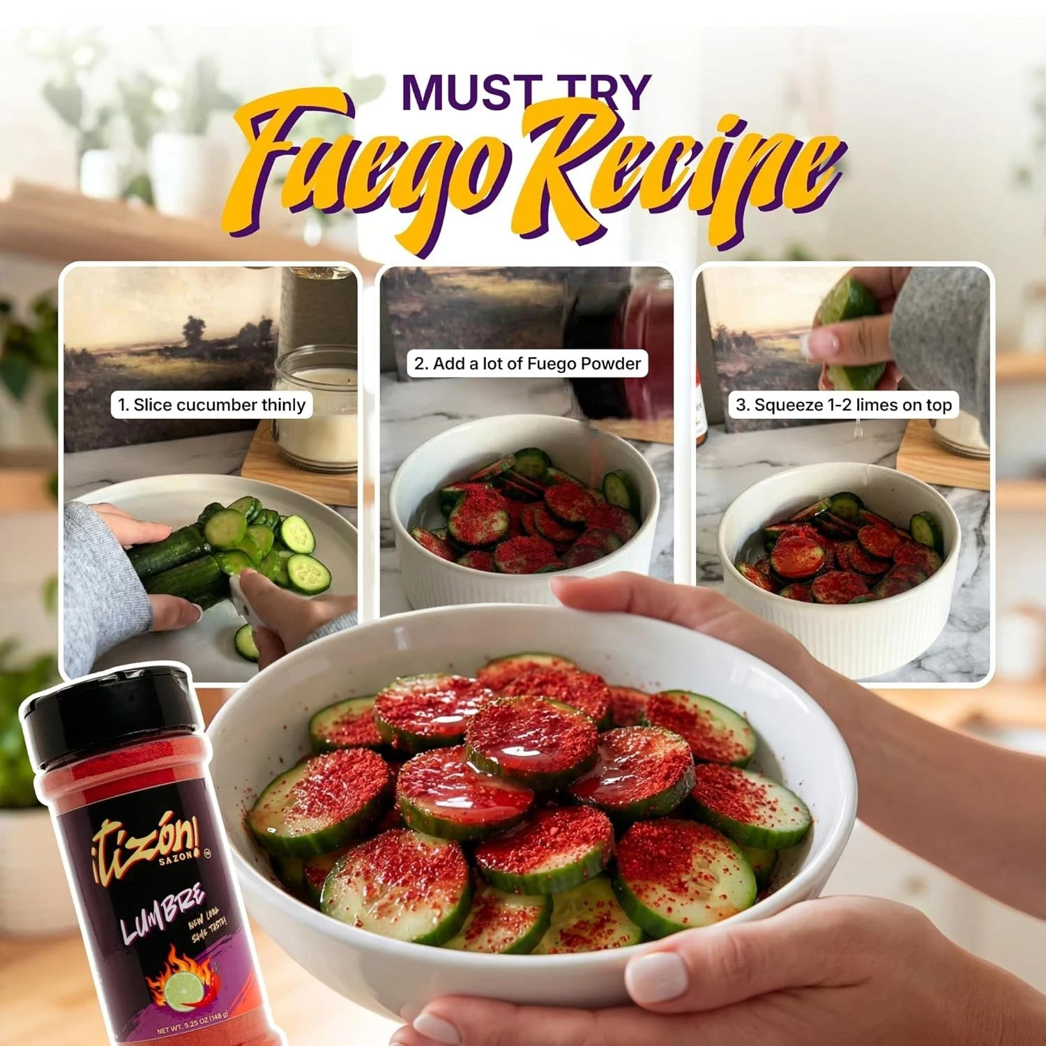 Tizon Lumbre Mexican Seasoning Powder, Fuego Flavor, Snack 5.25 Ounce
