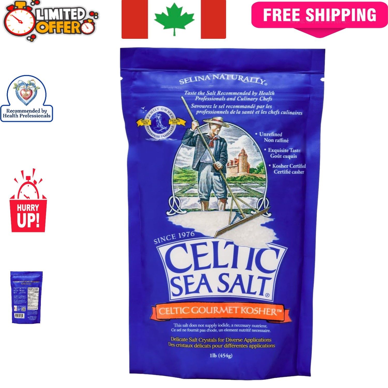 Unrefined Gourmet Sea Salt 454g – Suitable for Jewish and Mediterranean Cuisines